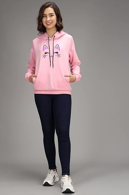 Women Cotton Blend - Cute Hoodies Teen G...