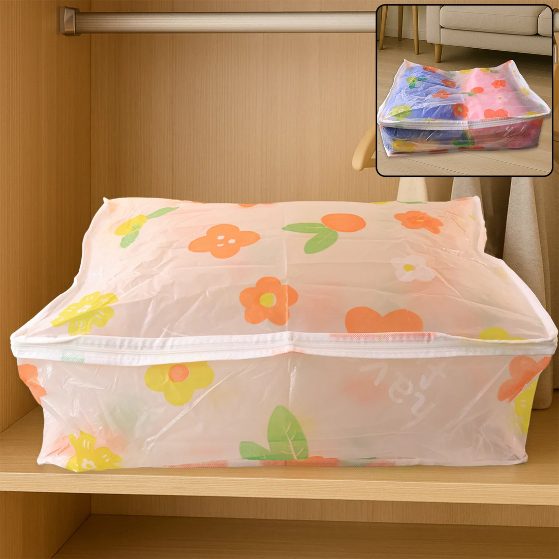 Large Blanket Storage Bag with Zipper –...