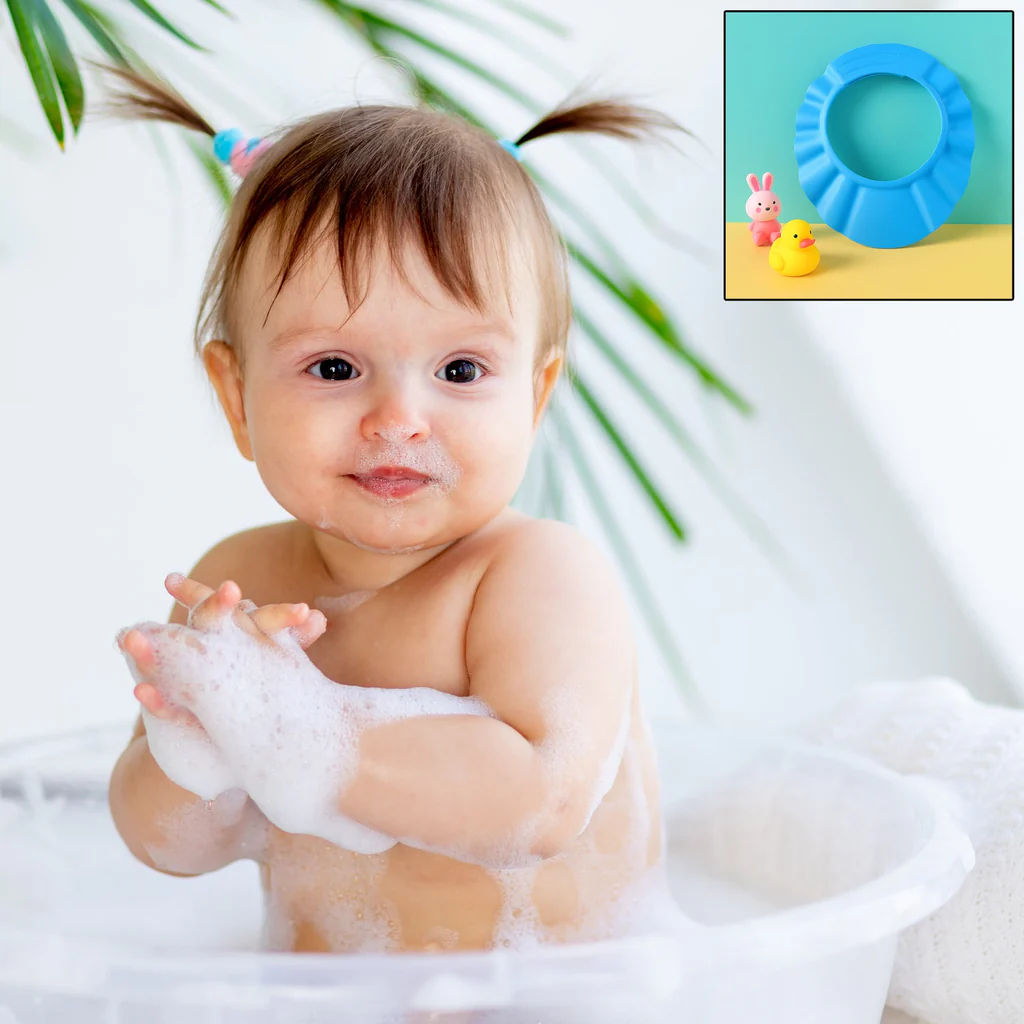 Lightweight adjustable baby shower cap for stress free bath time