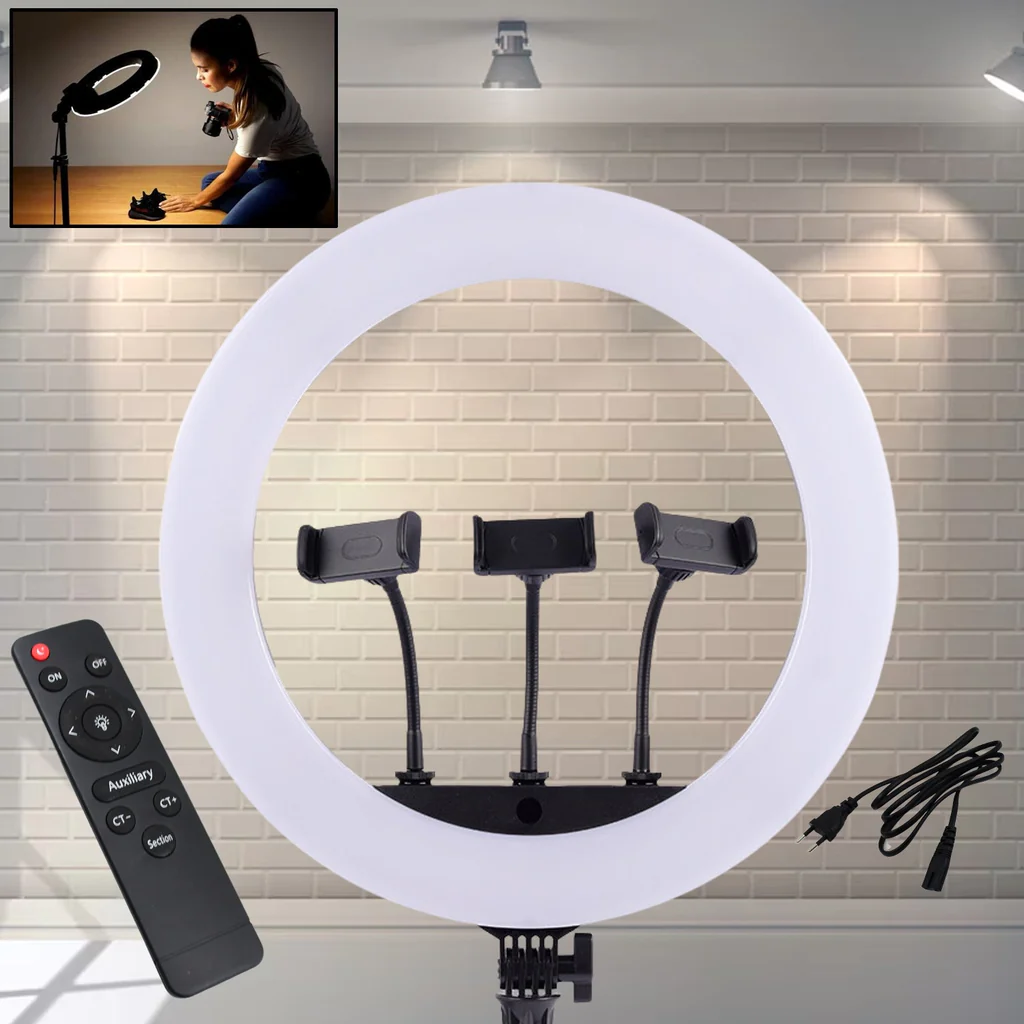 18 Inch LED Ring Light with 3 Colour Mod...