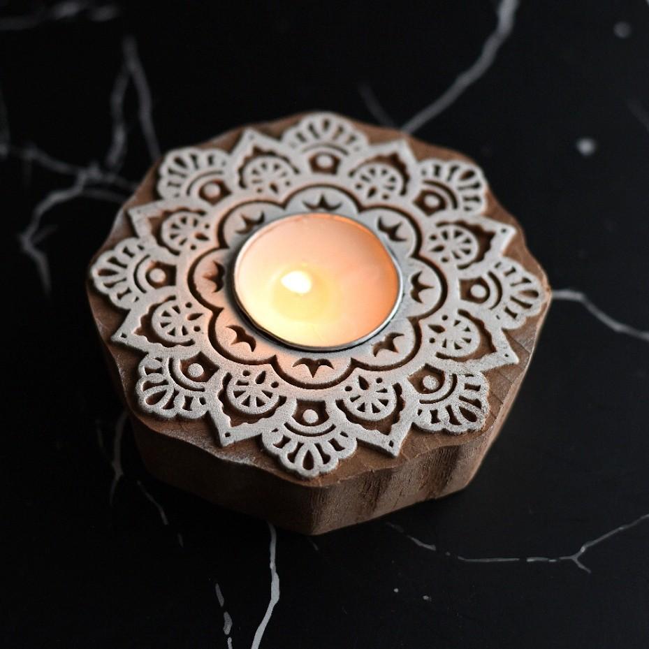 Surajmukhi Wooden T- Light Holder