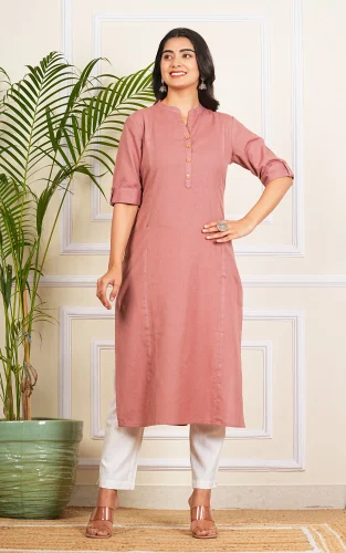 Ladies Blue Cotton Long Kurti