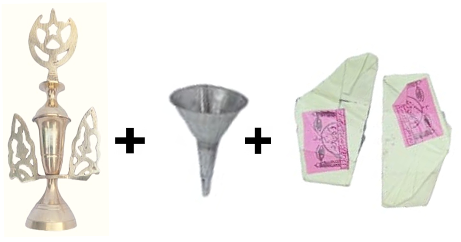 Mii Art Brass Surmedani With Funnel/Kuppi And Surma Use In Eye's Makeup [Size-15-cm]Pack Of-1 Funnel, 2 Surma Packed, 1 Brass Surmedani