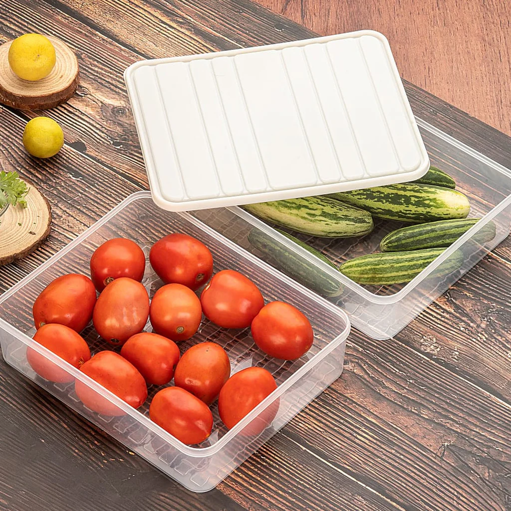 Plastic Food Storage Container for Fridge, fridge storage boxes with Lid Stackable Fridge Storage Containers freeze organizer items and storage, vegetable storage box for fridge,