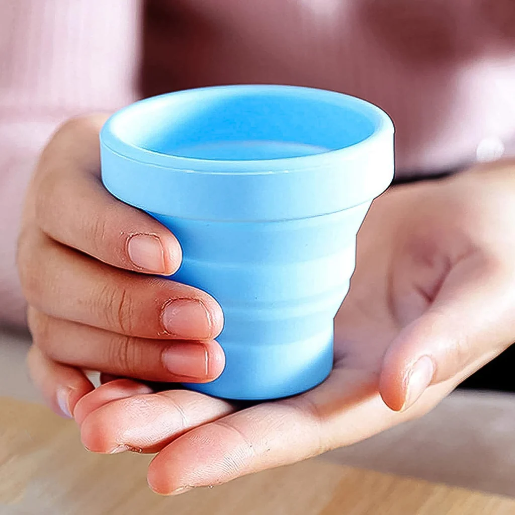 Round Silicone Foldable Glass, Foldable...