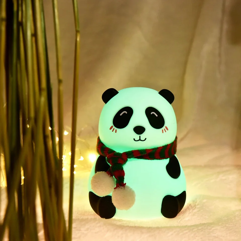 Panda 7-Color LED Silicone Touch Lamp