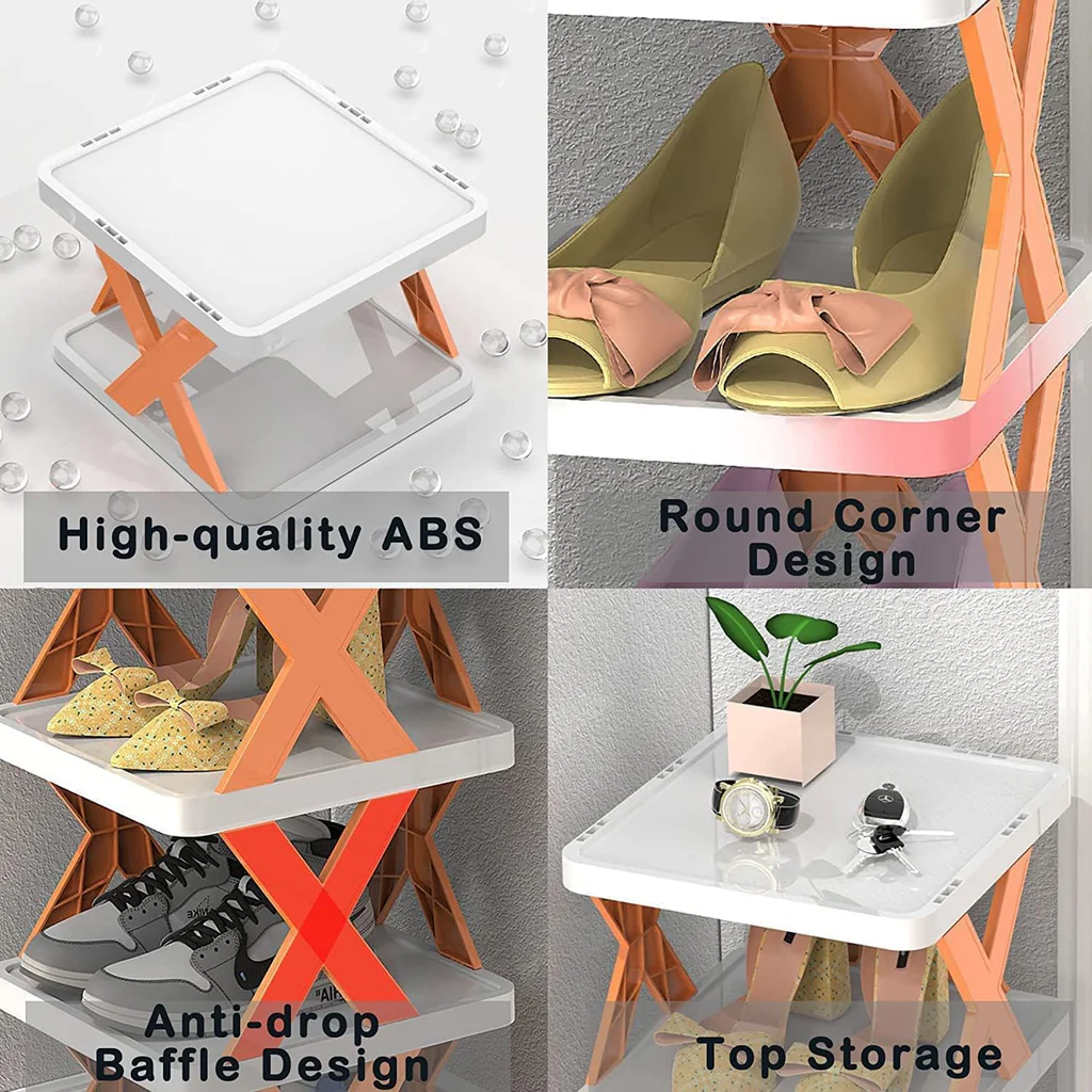 6 Layer Foldable Shoe Rack, Portable Storage Organizer for Home & Office