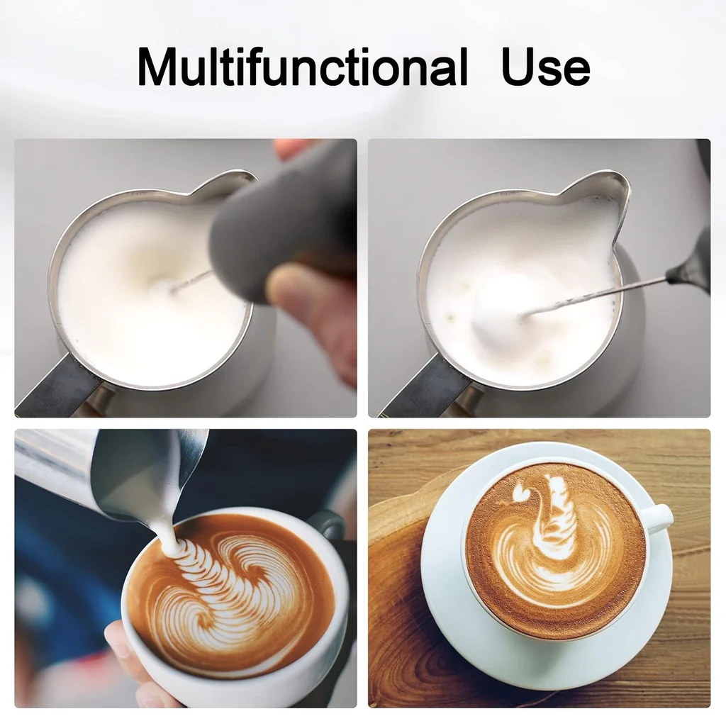 Small Electric Handheld Milk Frother with Stainless Steel Whisk