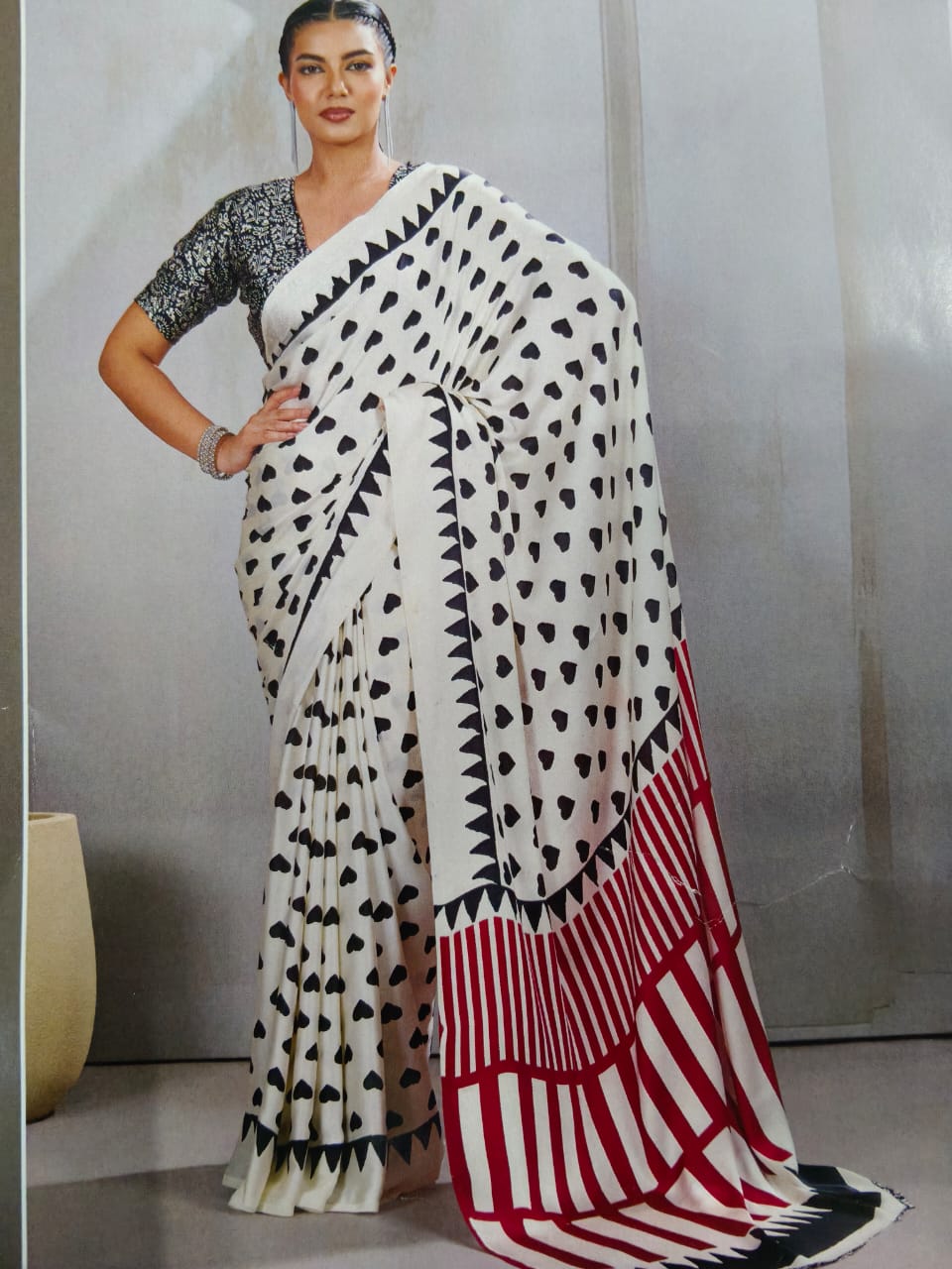 Pure Ajrakh Modal Silk Saree with BP | H...