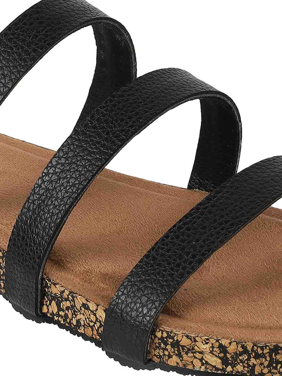 Women’s Triple Strap Slides | Mule Sandals with Contoured Footbed | Everyday Wear