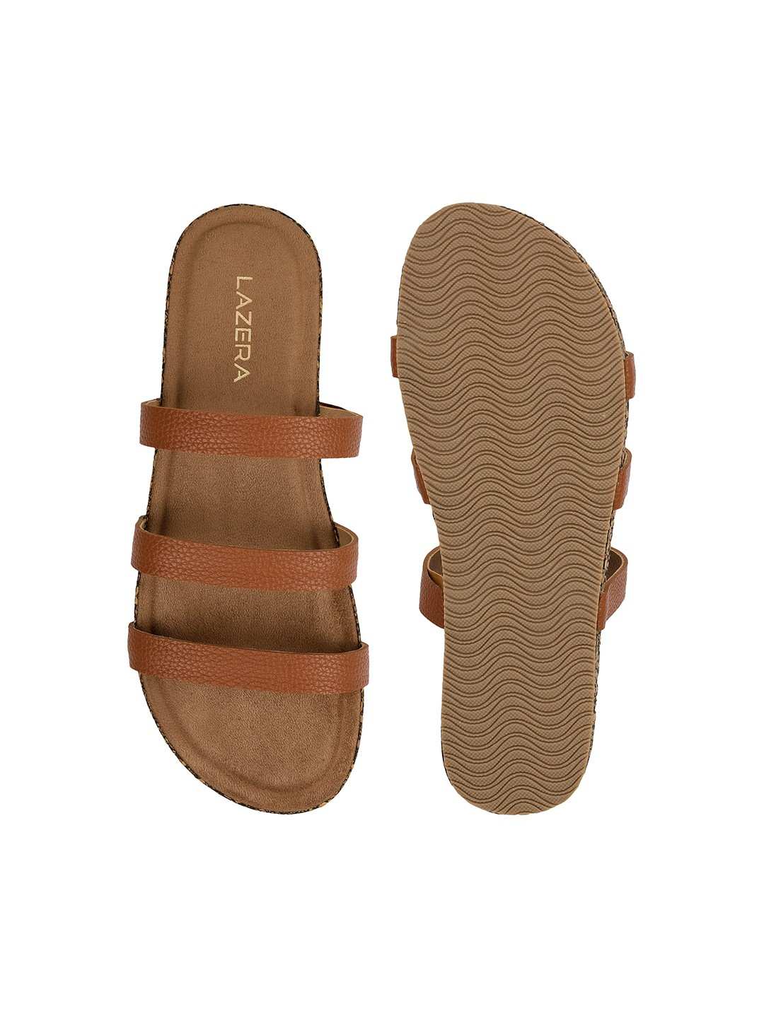Women’s Triple Strap Slides | Mule Sandals with Contoured Footbed | Everyday Wear