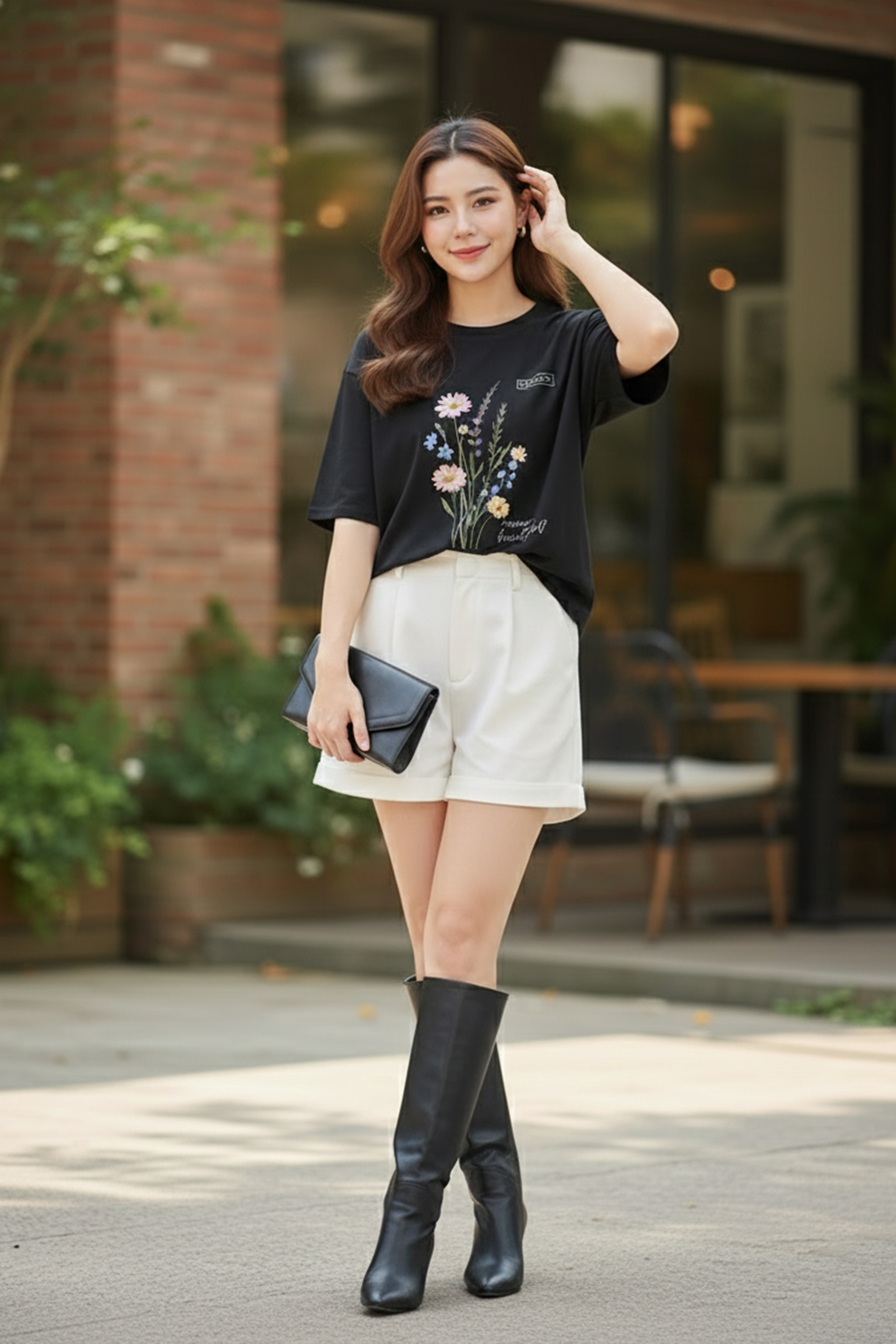 FLOWER PRINTED OVERSIZED T-SHIRT