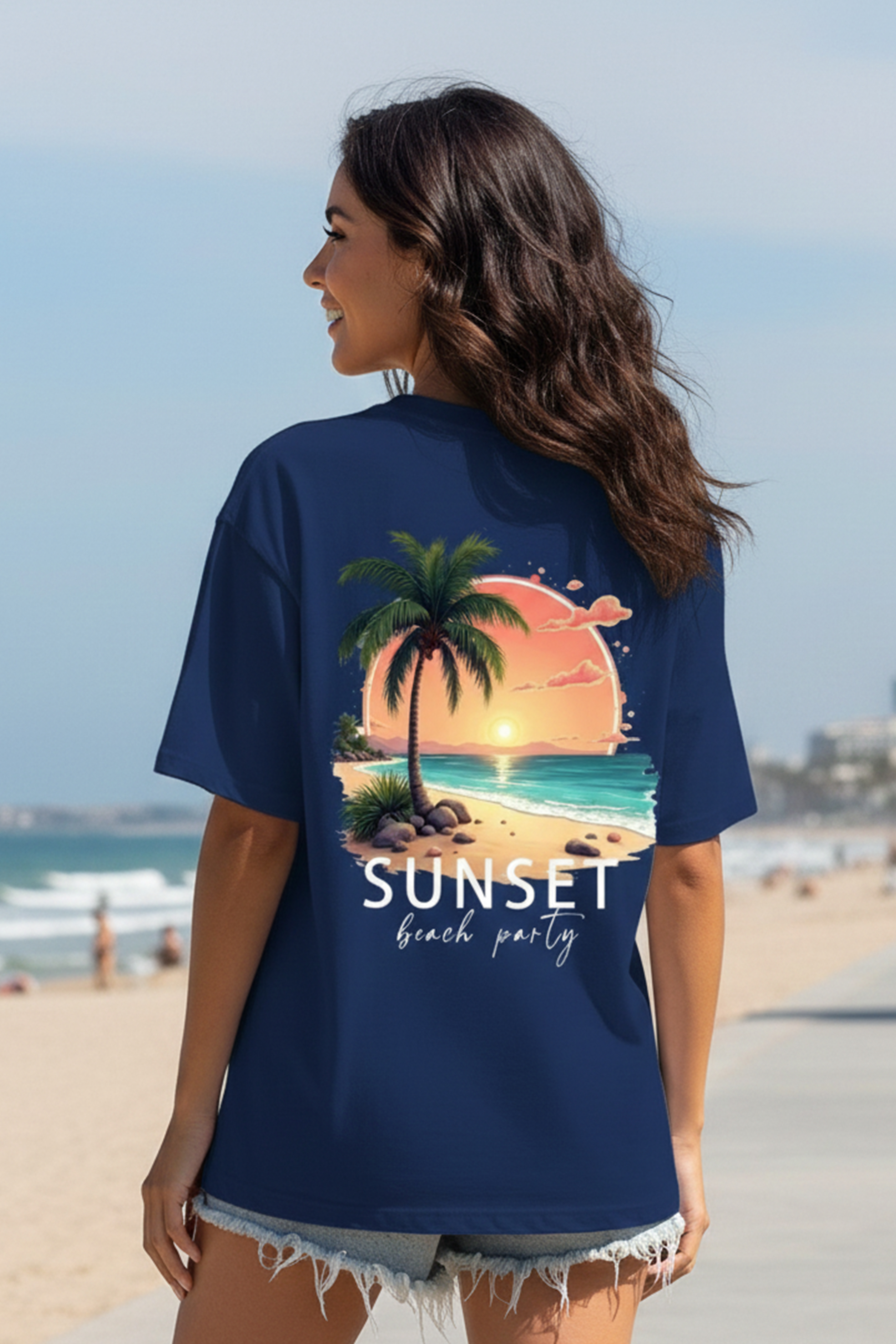SUNSET GRAPHIC PRINTED OVERSIZED T-SHIRT