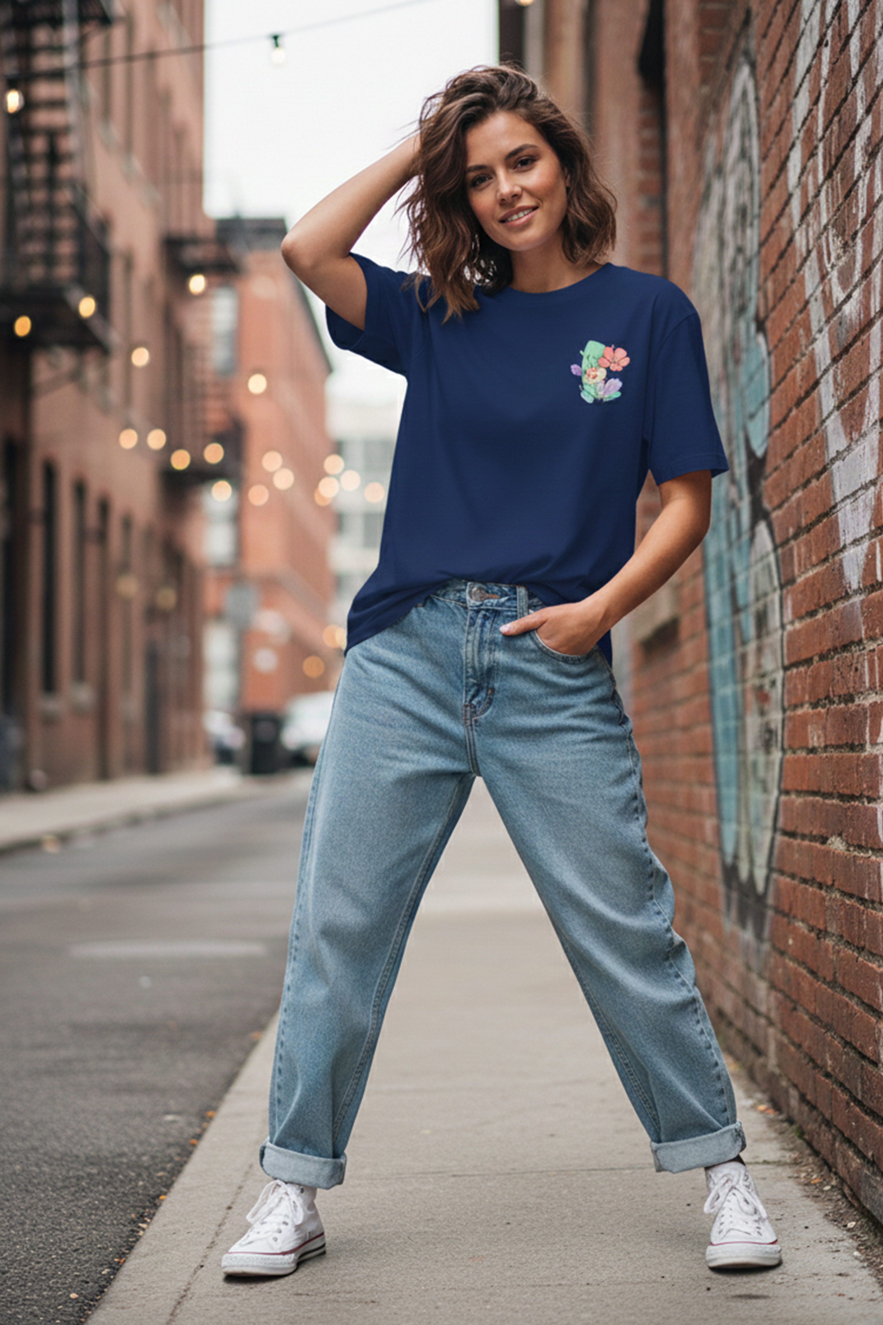 LITTLE FLOWER GRAPHIC PRINTED OVERSIZED...