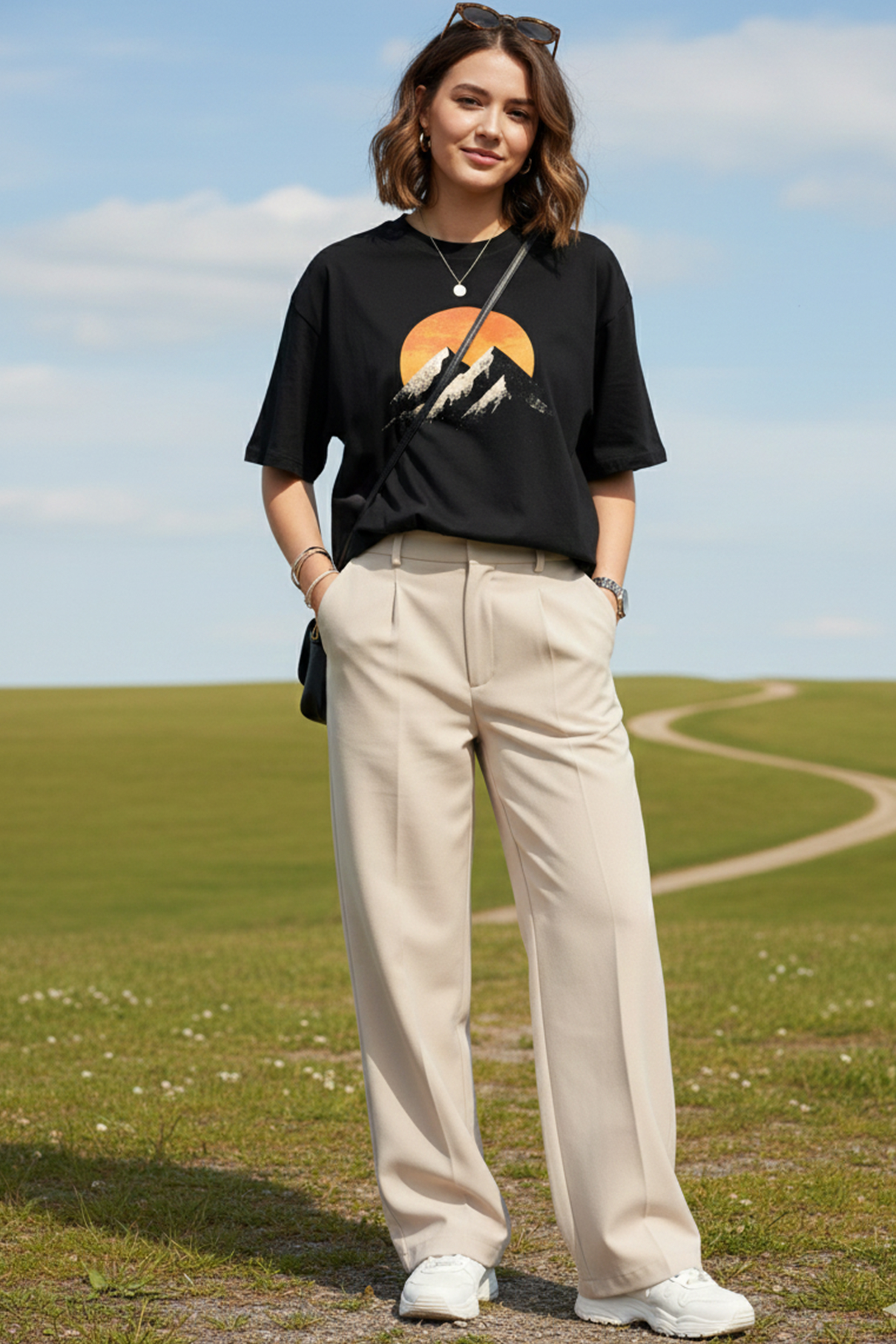 THE GOLDEN PEAK GRAPHIC PRINTED OVERSIZED T-SHIRT