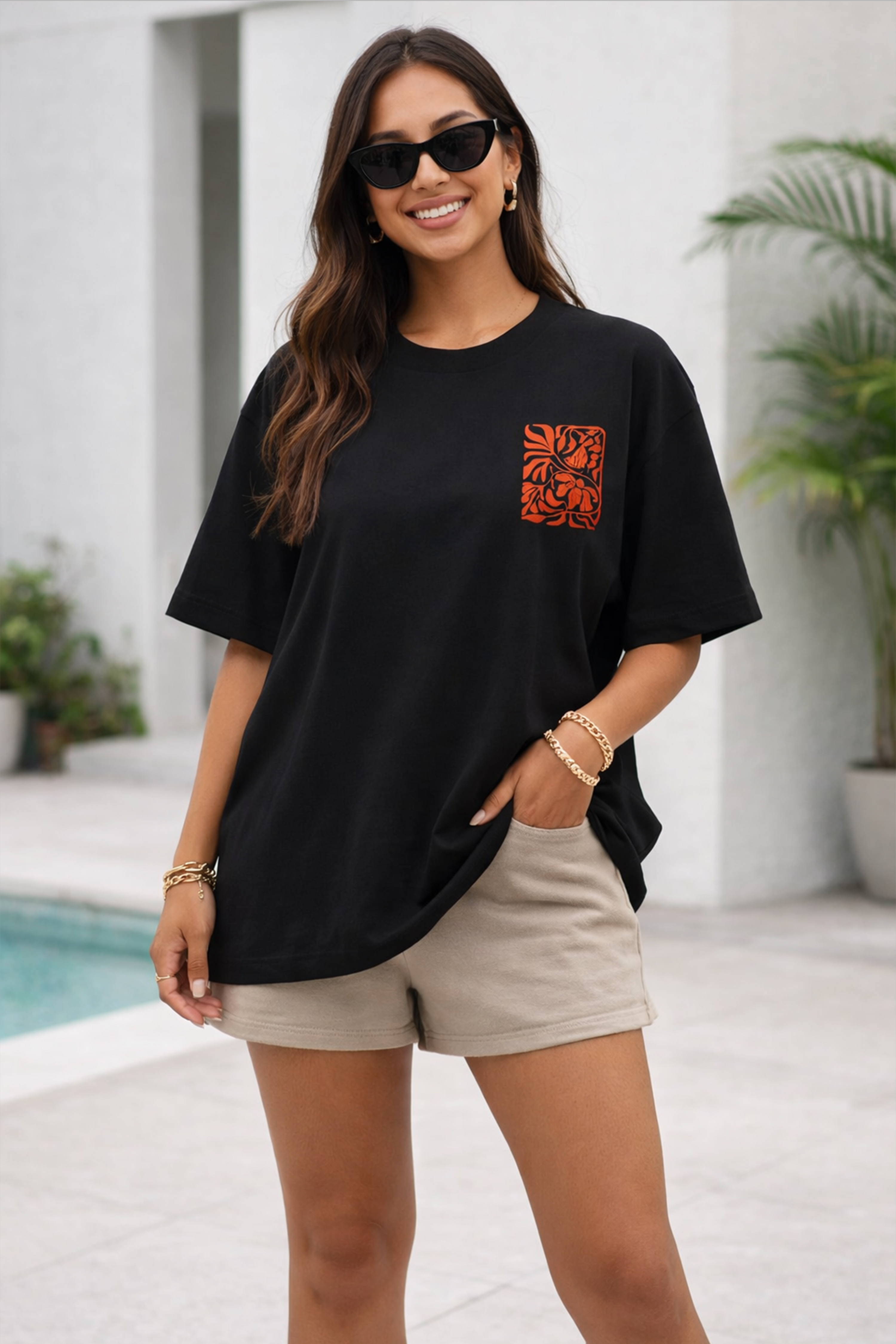 BIRD GRAPHIC PRINTED OVERSIZED TEE