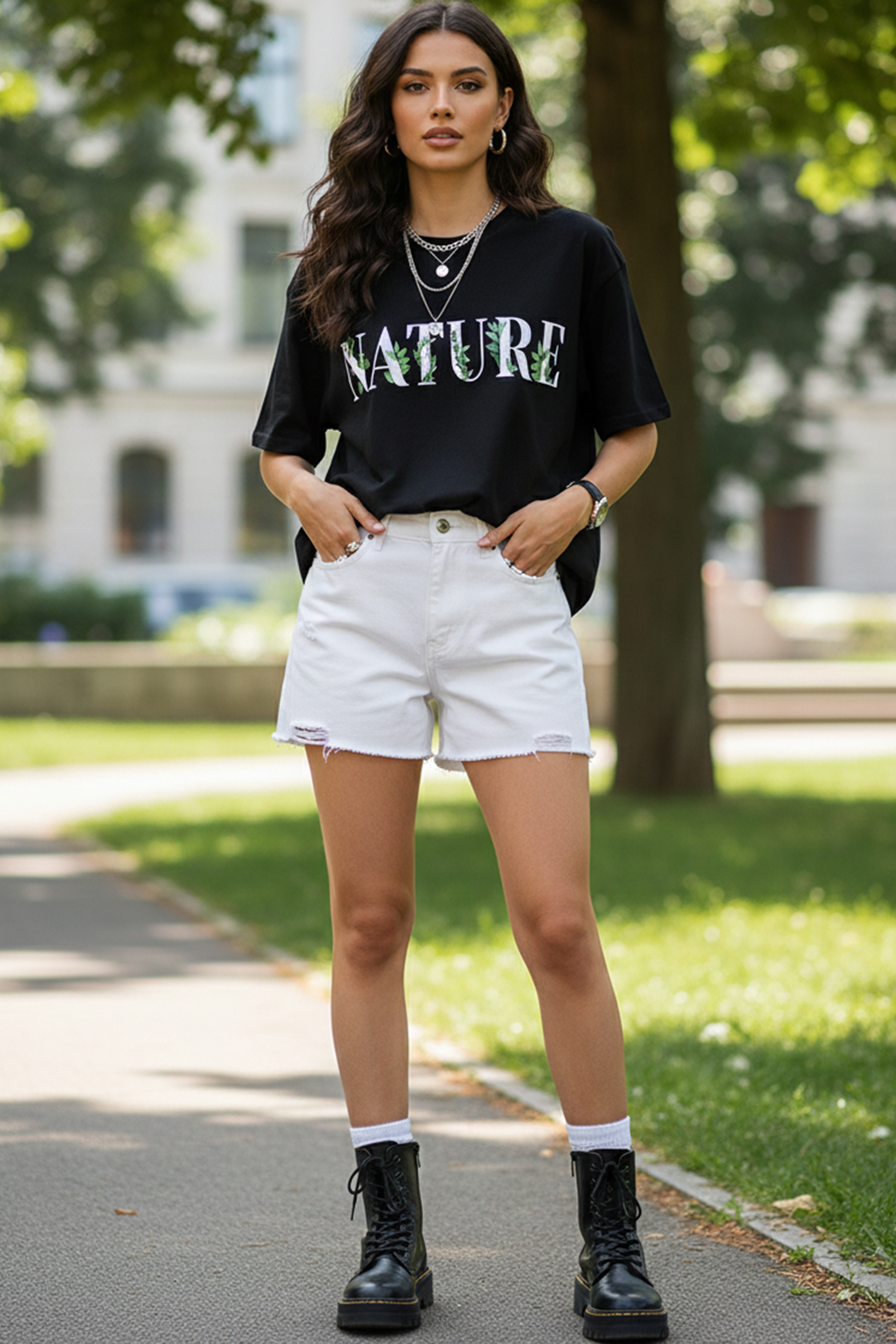 NATURE GRAPHIC PRINTED OVERSIZED TEE