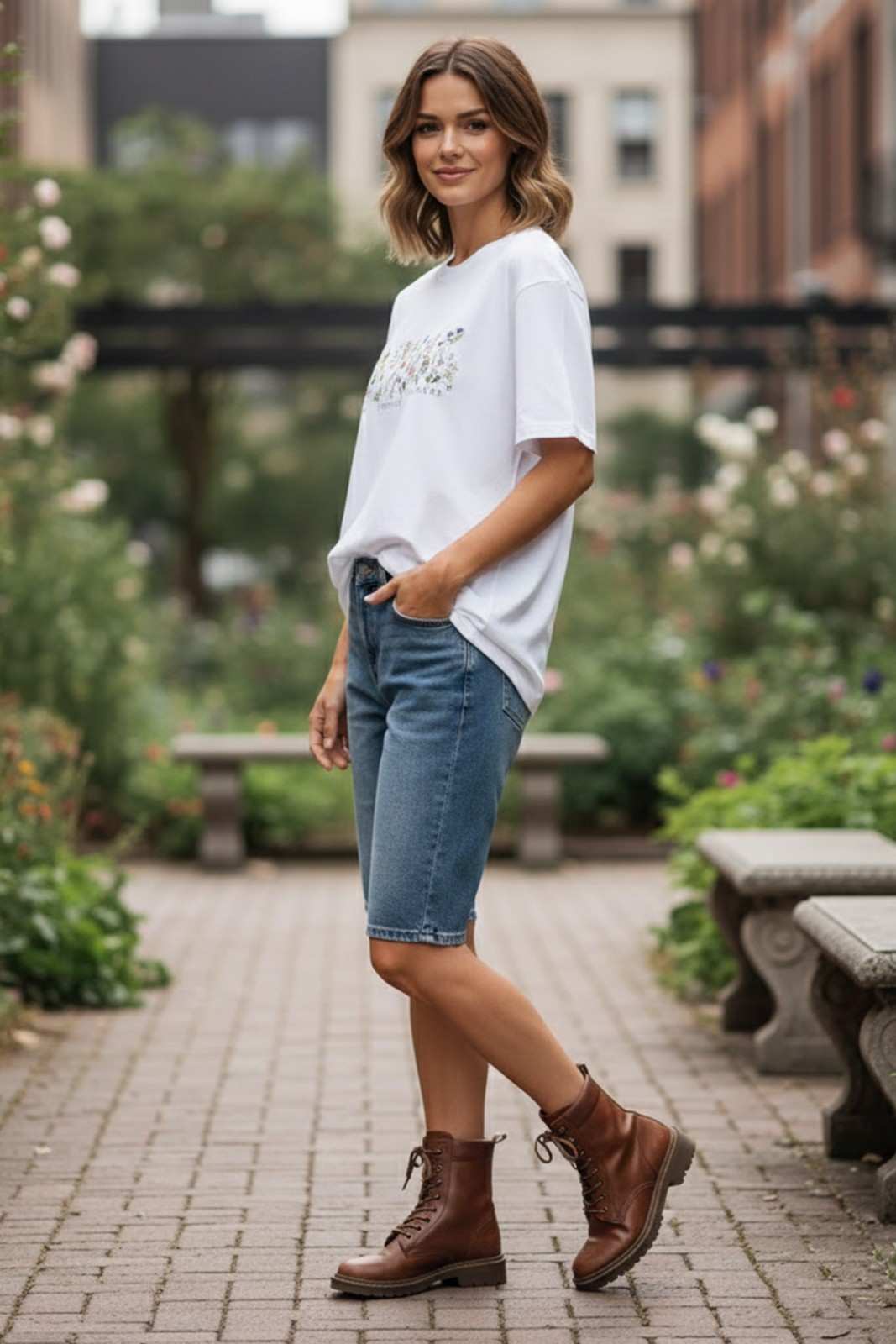 BOTANICAL GRAPHIC PRINTED OVERSIZED T-SHIRT