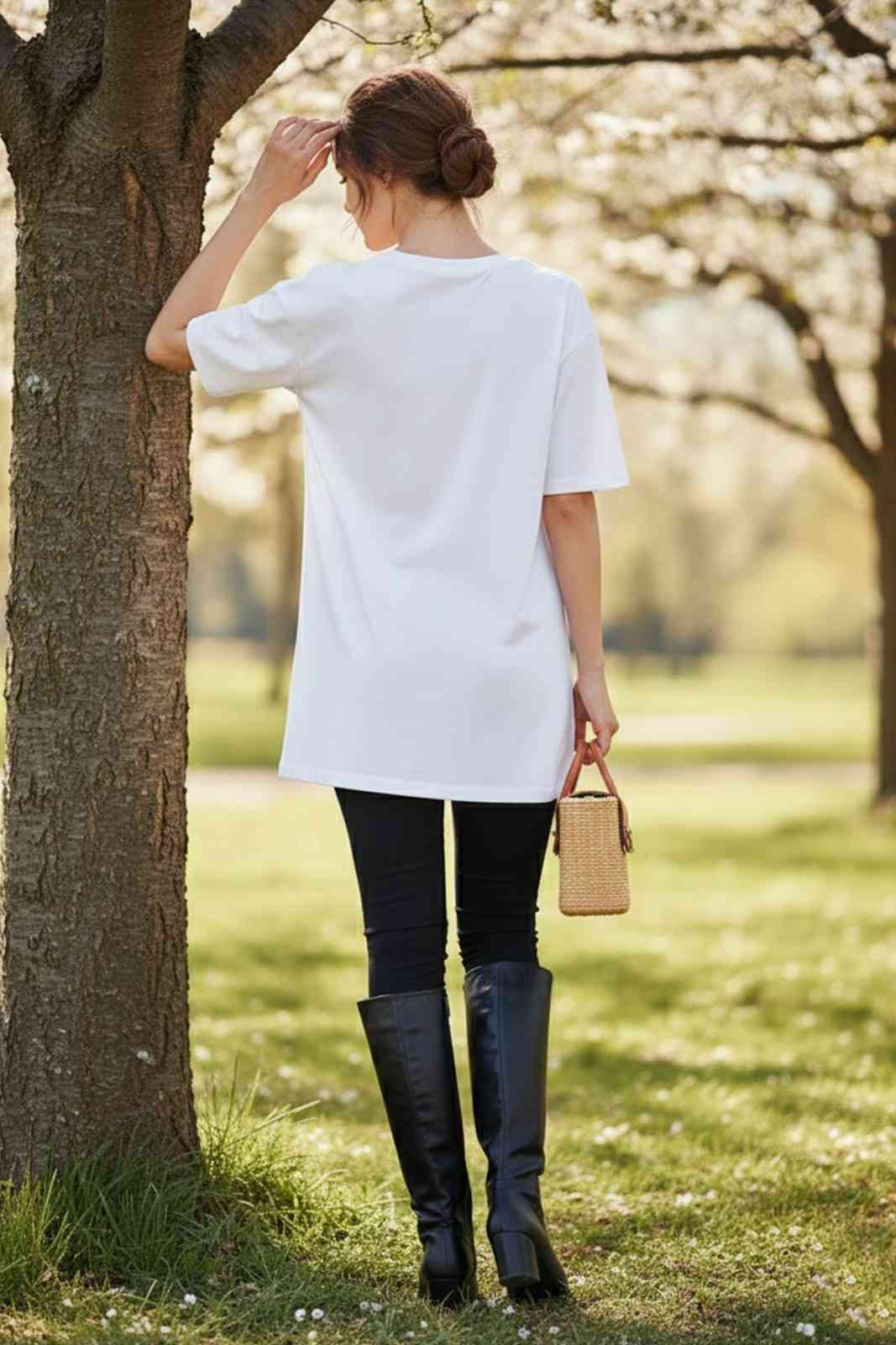 FLOWER PRINTED OVERSIZED T-SHIRT