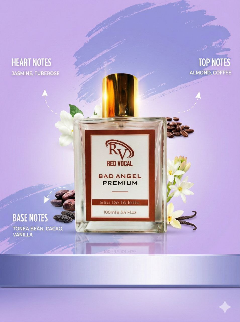 Red Vocal Bad Angel Premium Perfume Eau De Toilette for Women – 100ml Sweet, Sensual & Long-Lasting Fragrance