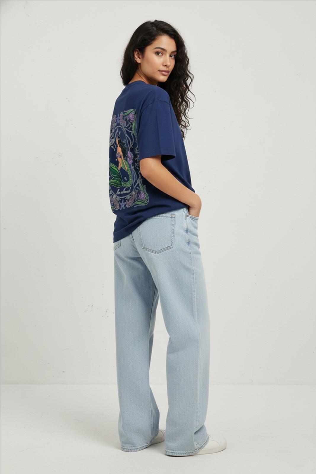 MERMAID GRAPHIC PRINTED OVERSIZED T-SHIRT