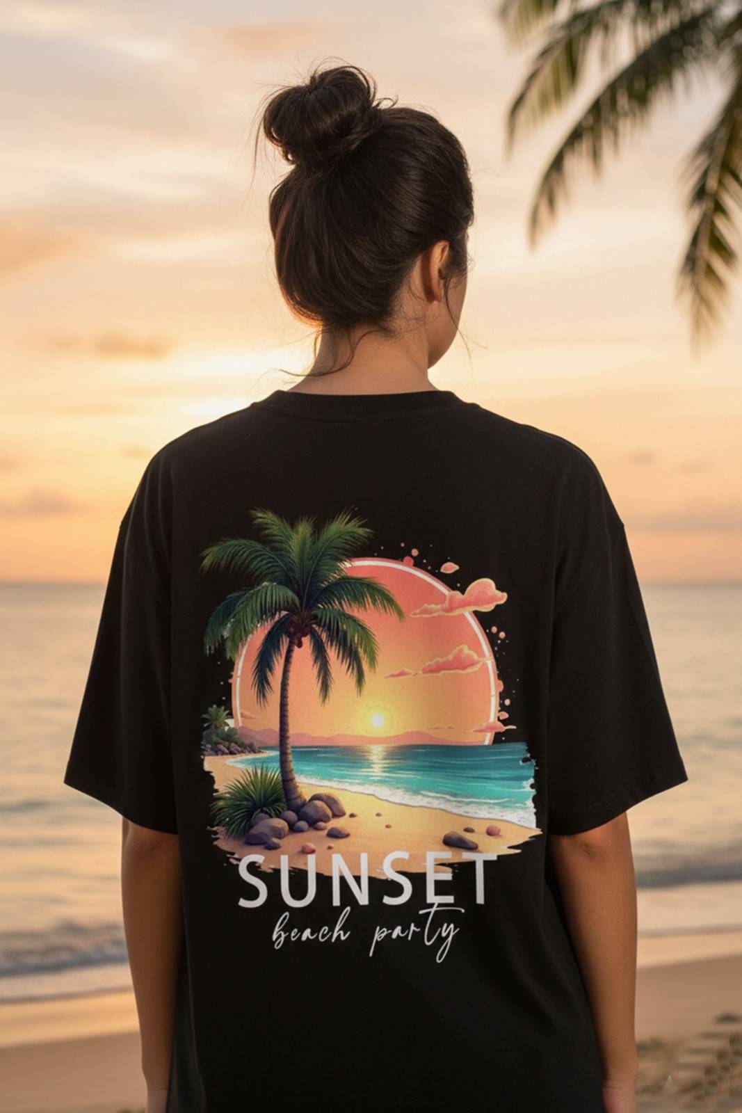 SUNSET GRAPHIC PRINTED OVERSIZED T-SHIRT