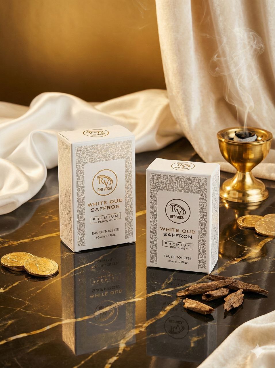 Red Vocal White Oud Saffron Premium Perfume Eau De Toilette 50ml –  Luxury Fragrance For Unisex Set of 2