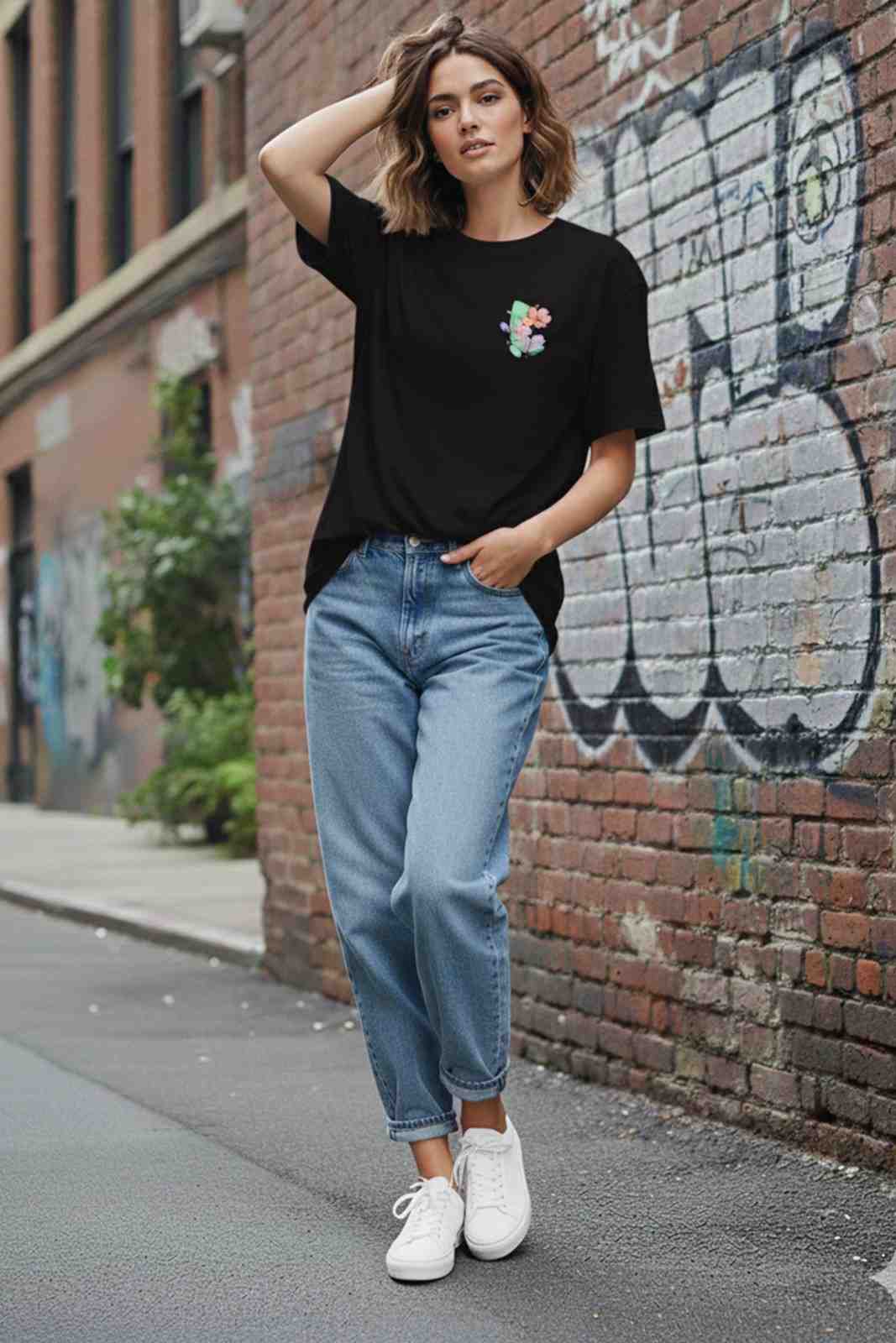 LITTLE FLOWER GRAPHIC PRINTED OVERSIZED...