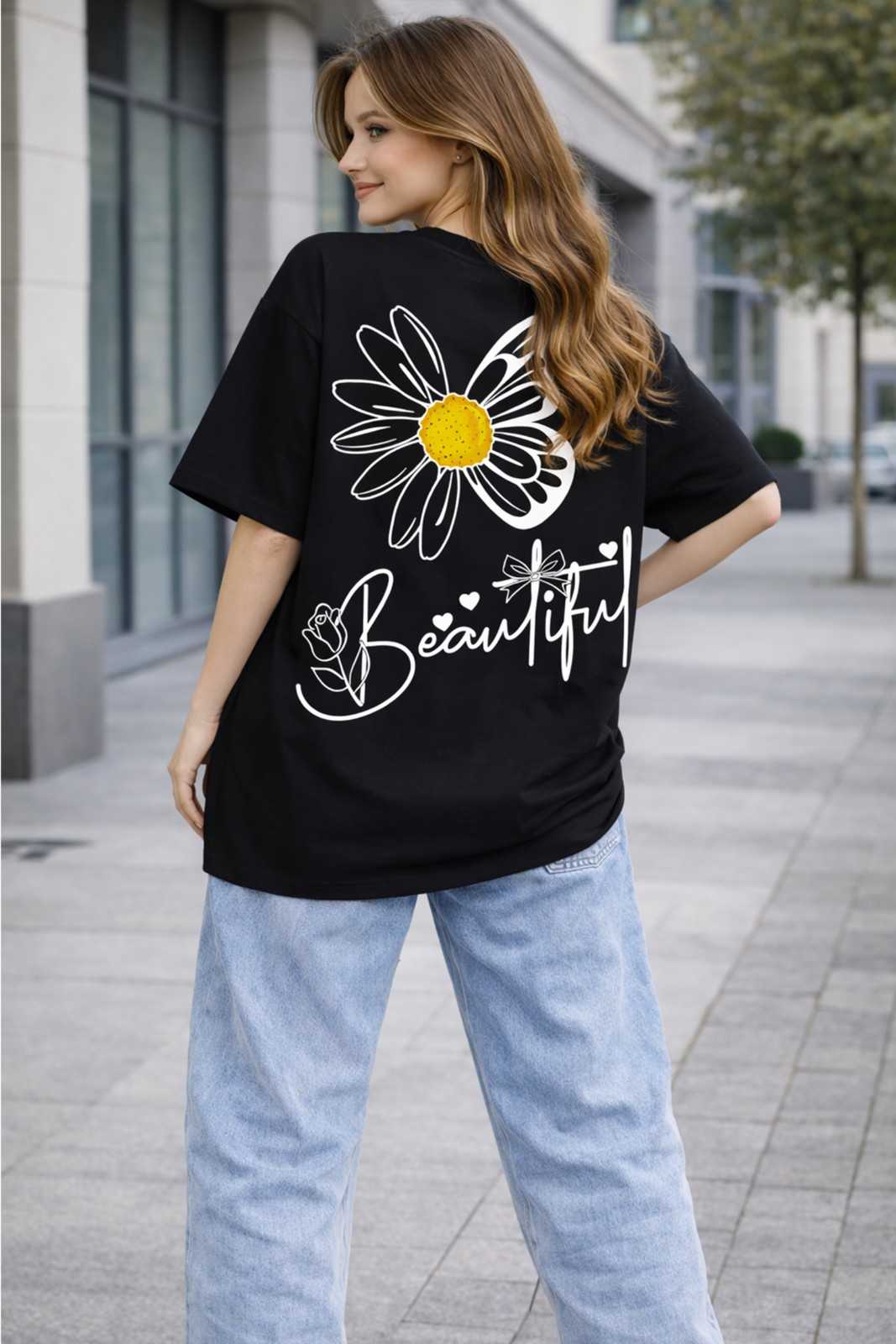 BUTTERFLY GRAPHIC PRINTED OVERSIZED TEE