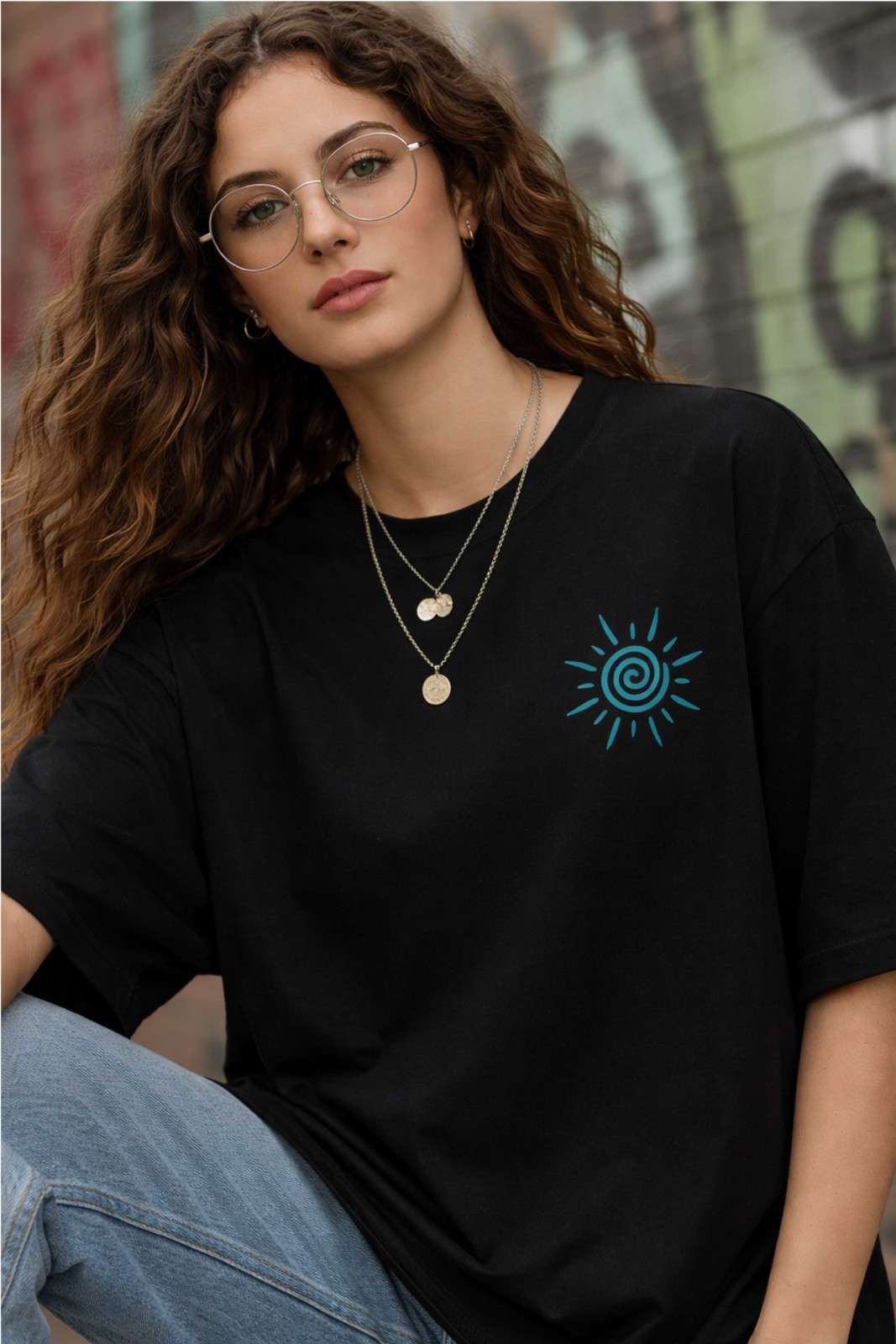 BLUE SPIRAL OVERSIZED TEE