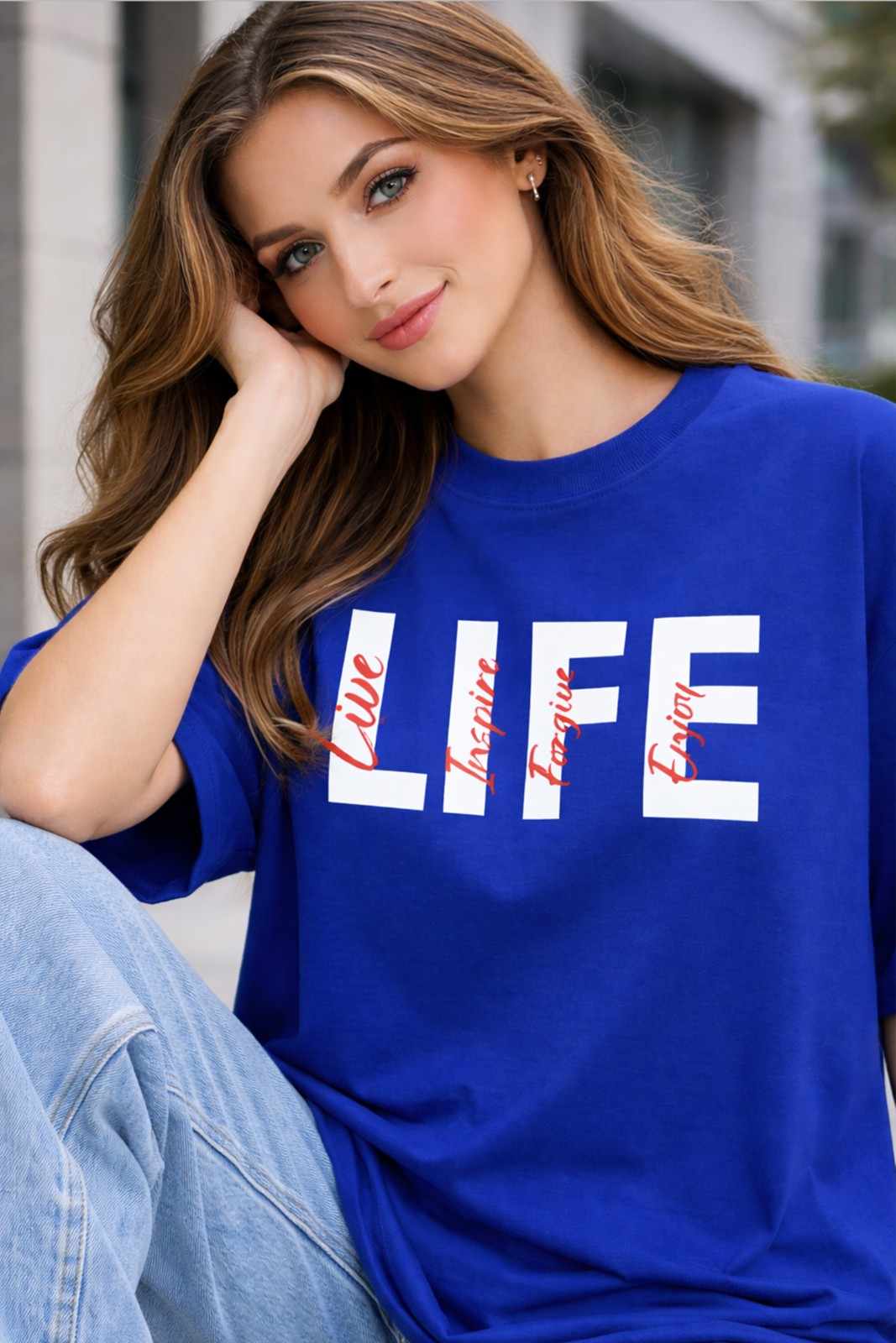 LIFE GRAPHIC PRINTED OVERSIZED TEE