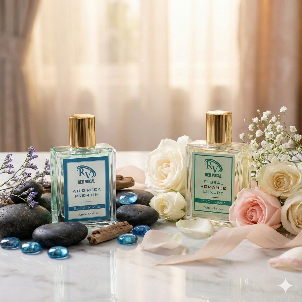 Red Vocal Wild Rock Premium Perfume for Men & Floral Romance Luxury Perfume for Women | Eau De Toilette | 2 x 100ml