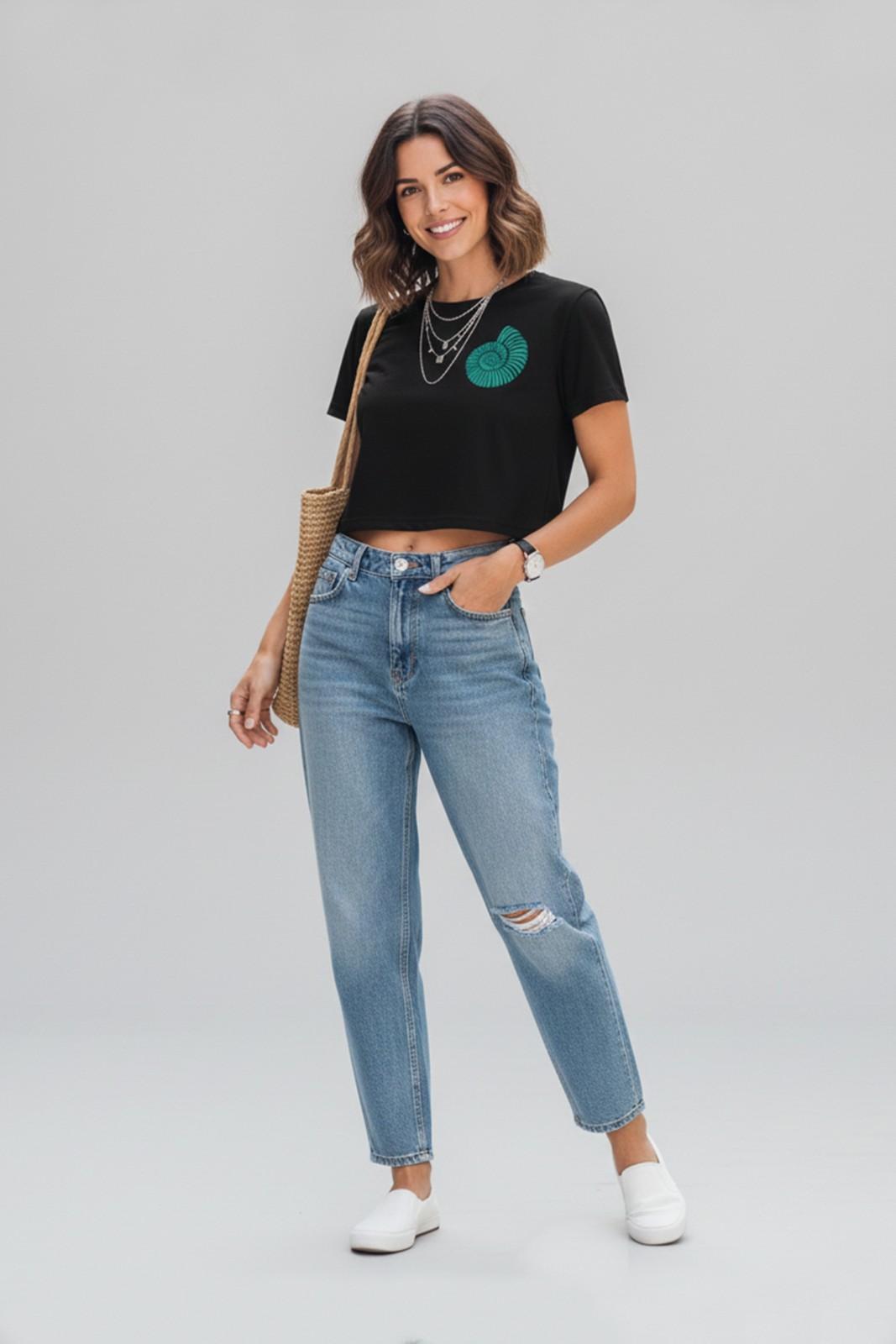 SHELL GRAPHIC PRINTED CROP TEE