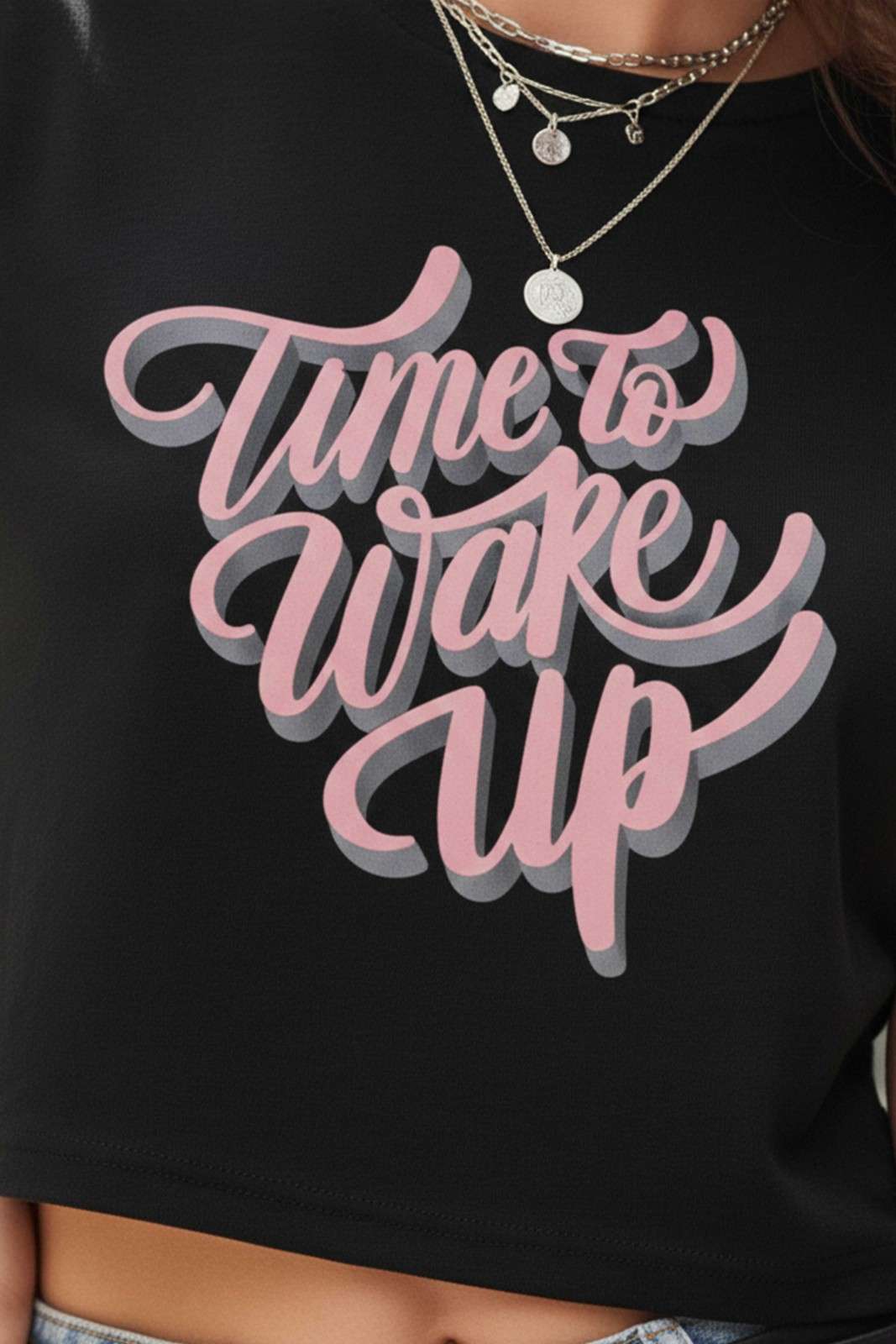 PINK ON STATEMENT CROP TEE