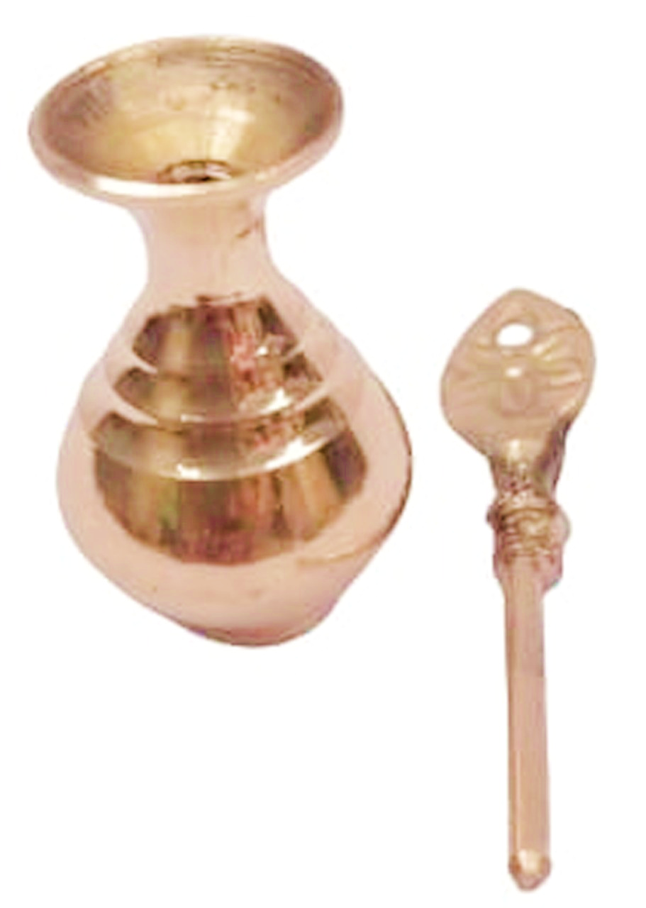 Brass Surmedani With Funnel/Kuppi And Surma Use In Eye's Makeup [Size-8-cm] Pack Of-1 Funnel, 2 Surma Packed, 1 Brass Surmedani