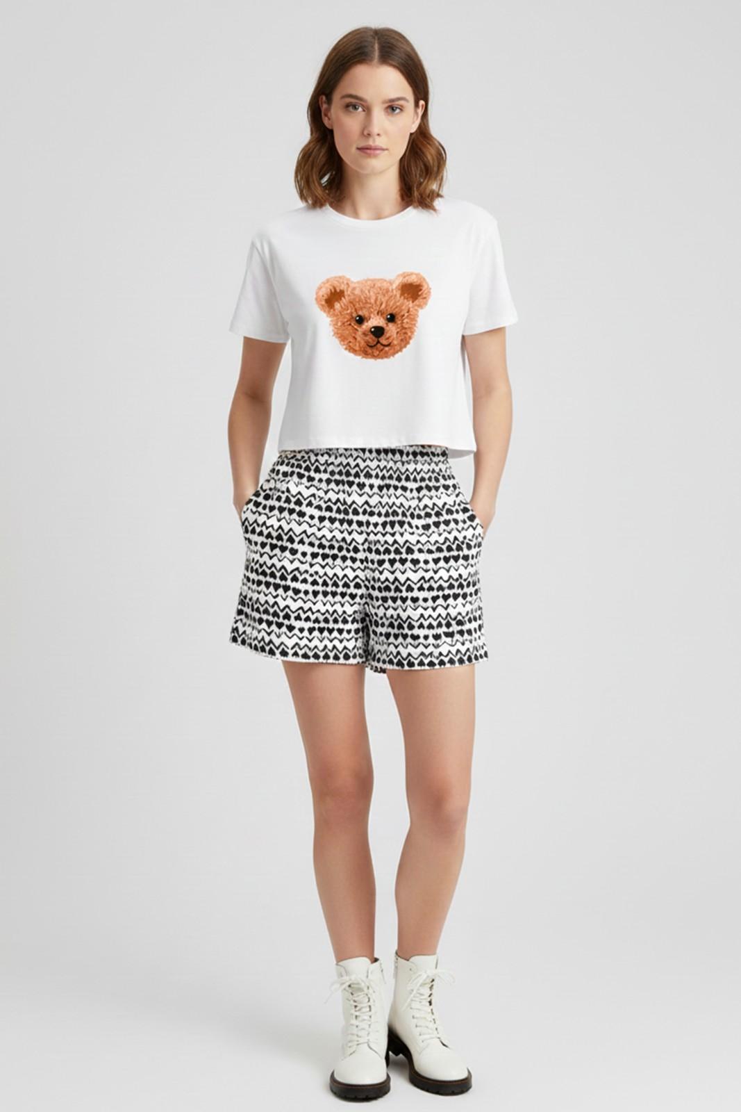 TEDDY GRAPHIC PRINTED CROP TEE