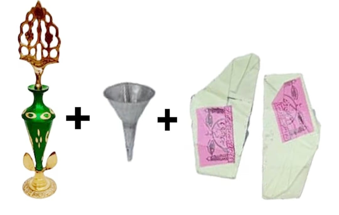 Brass Surmedani With Funnel/Kuppi And Surma Use In Eye's Makeup [Size-12-cm] Pack Of-1 Funnel, 2 Surma Packed,1 Brass Surmedani