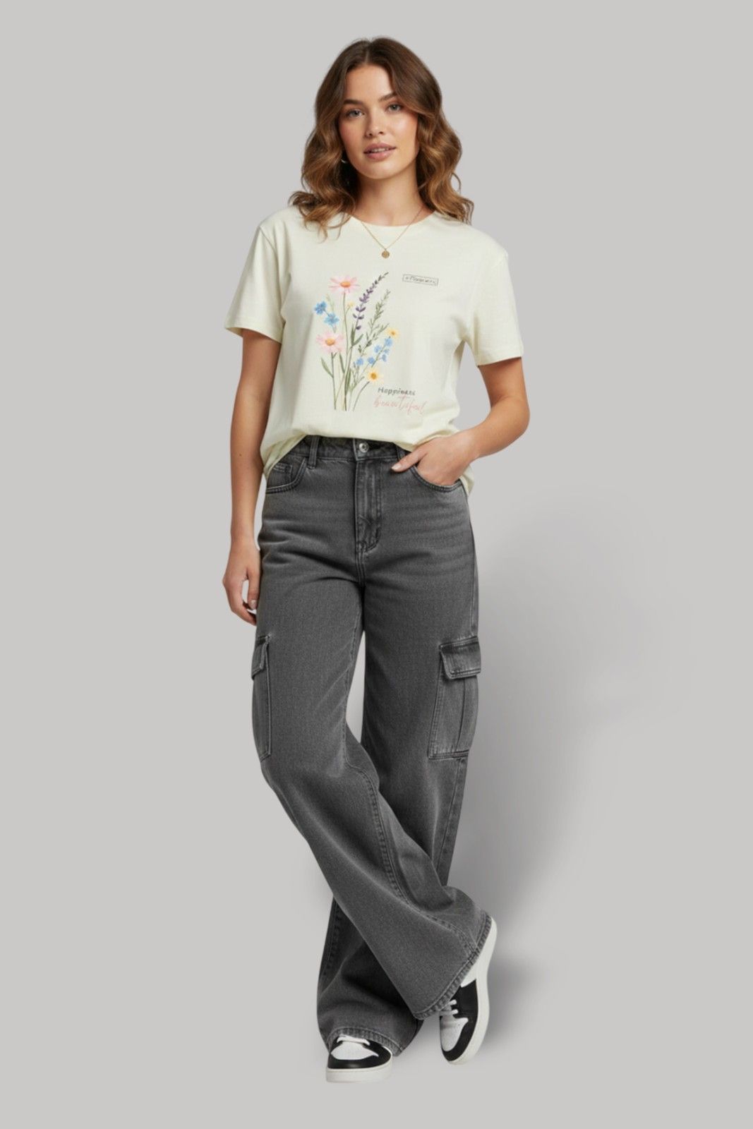 FLOWER GRAPHIC PRINTED REGULAR T-SHIRT