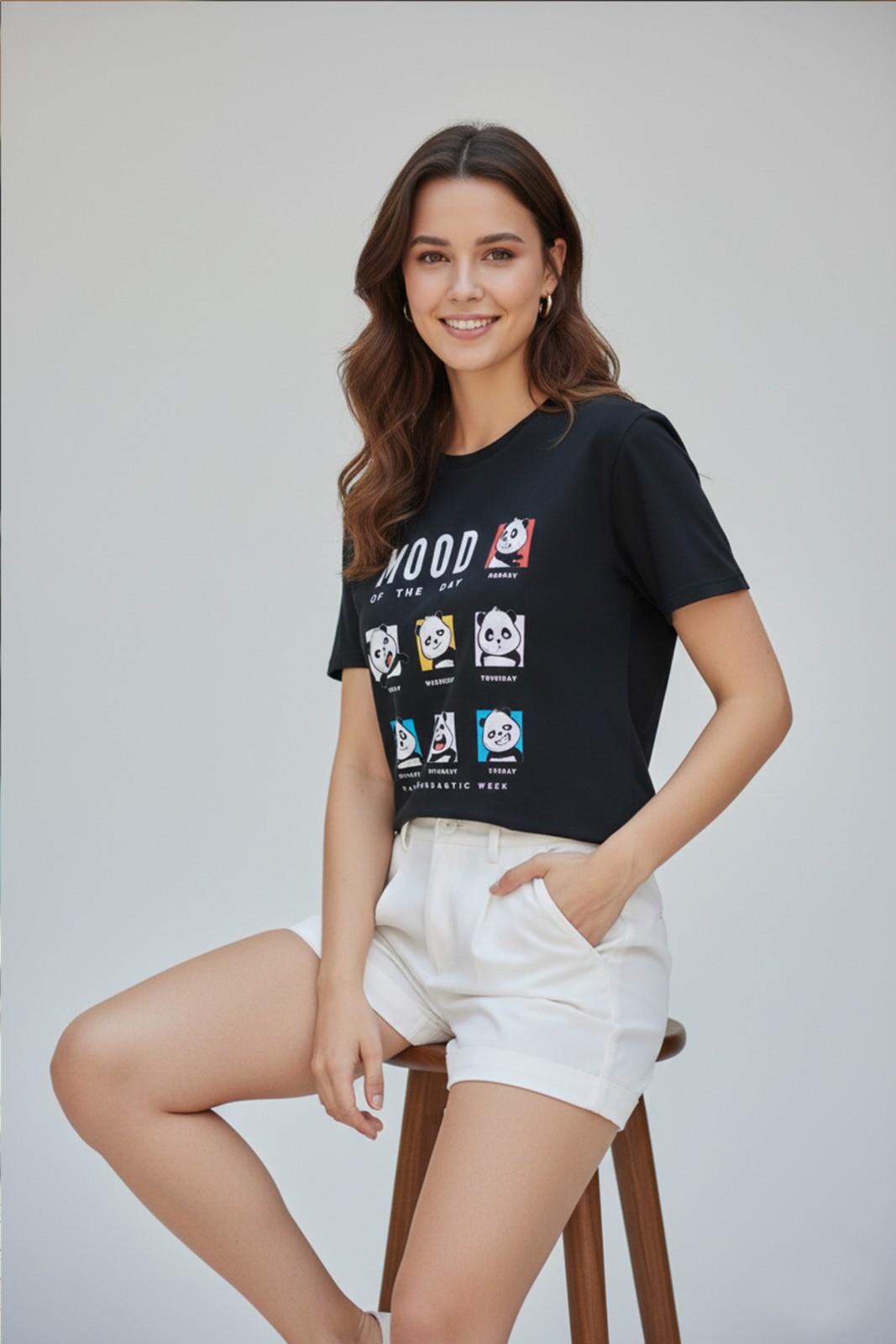 PANDA'S MOOD PRINTED REGULAR T-SHIRT