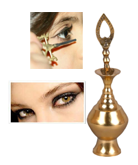 Brass Surmedani With Funnel/Kuppi And Surma Use In Eye's Makeup [Size-13-cm] Pack Of-1 Funnel, 2 Surma Packed, 1 Brass Surmedani