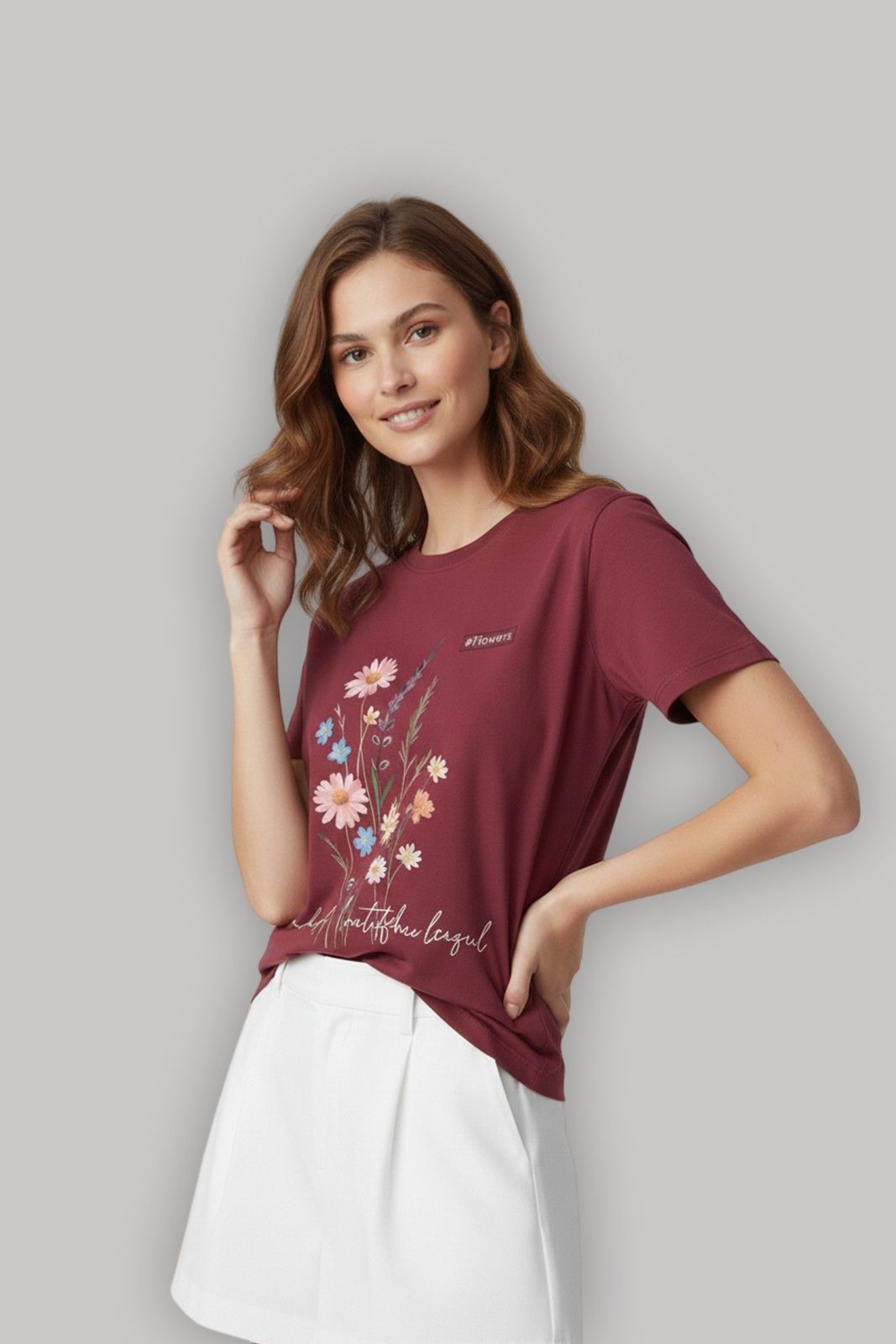 FLOWER GRAPHIC PRINTED REGULAR T-SHIRT
