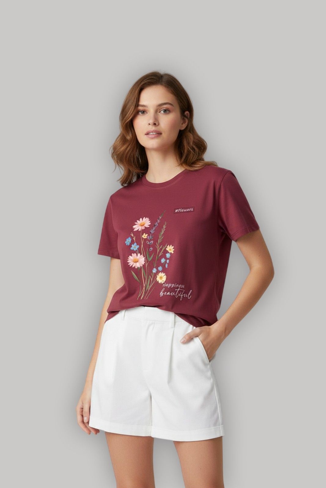 FLOWER GRAPHIC PRINTED REGULAR T-SHIRT