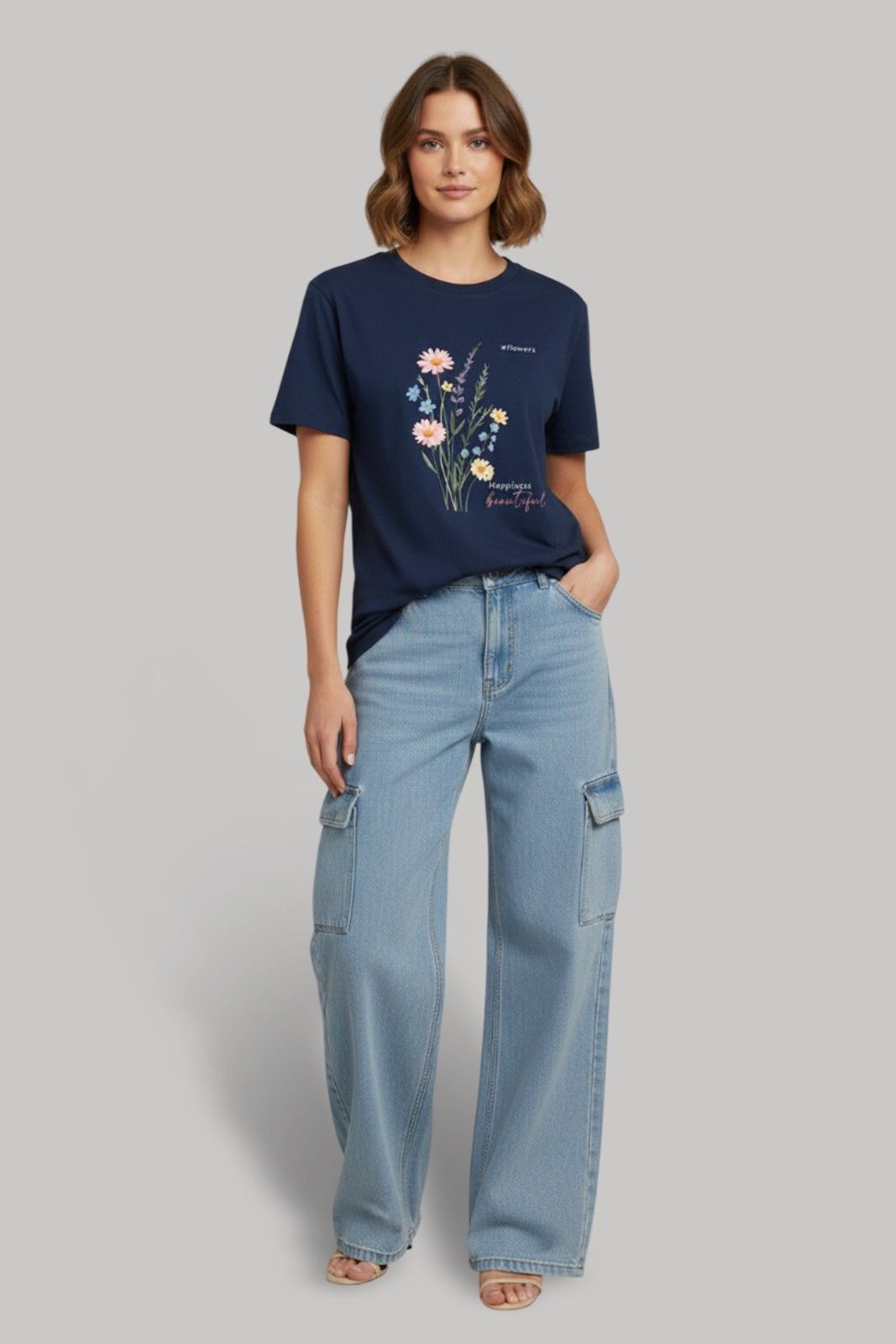 FLOWER GRAPHIC PRINTED REGULAR T-SHIRT
