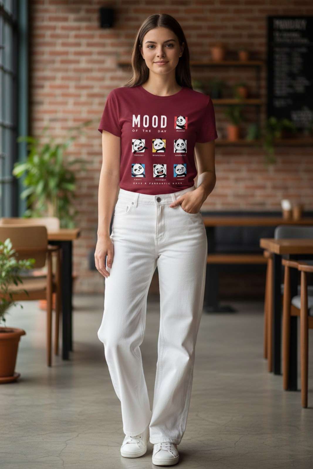 PANDA'S MOOD PRINTED REGULAR T-SHIRT