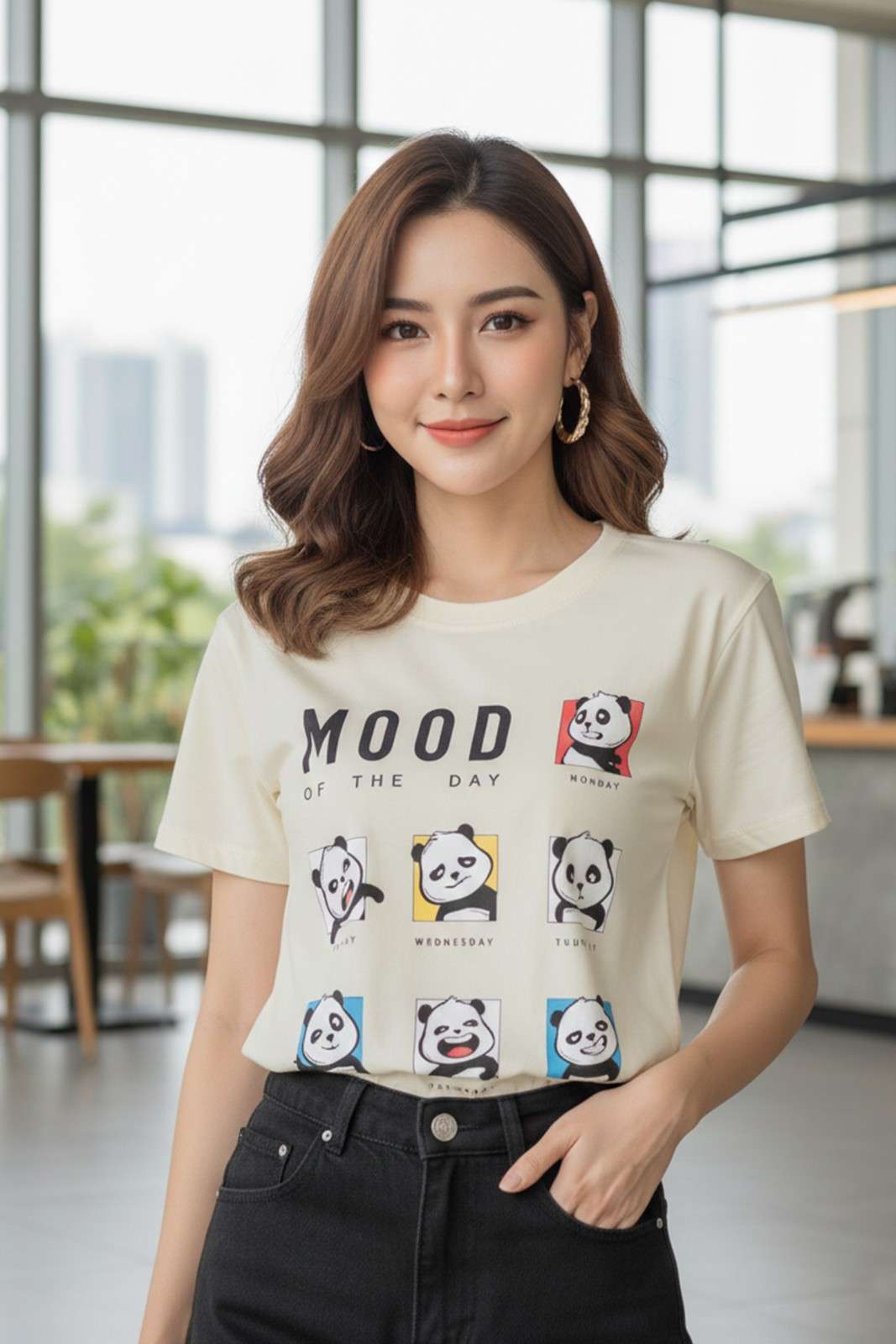 PANDA'S MOOD PRINTED REGULAR T-SHIRT
