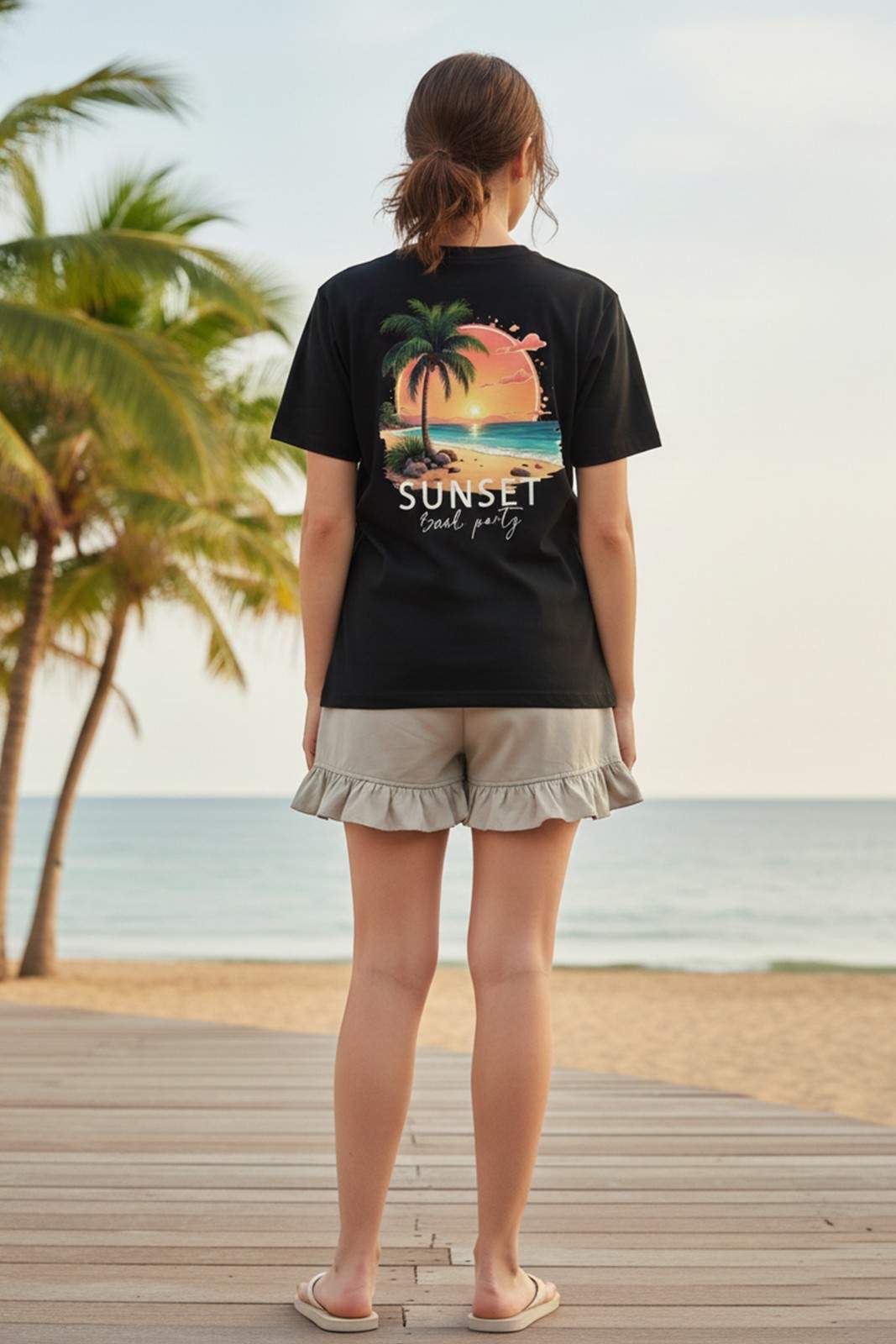 SUNSET GRAPHIC PRINTED REGULAR T-SHIRT