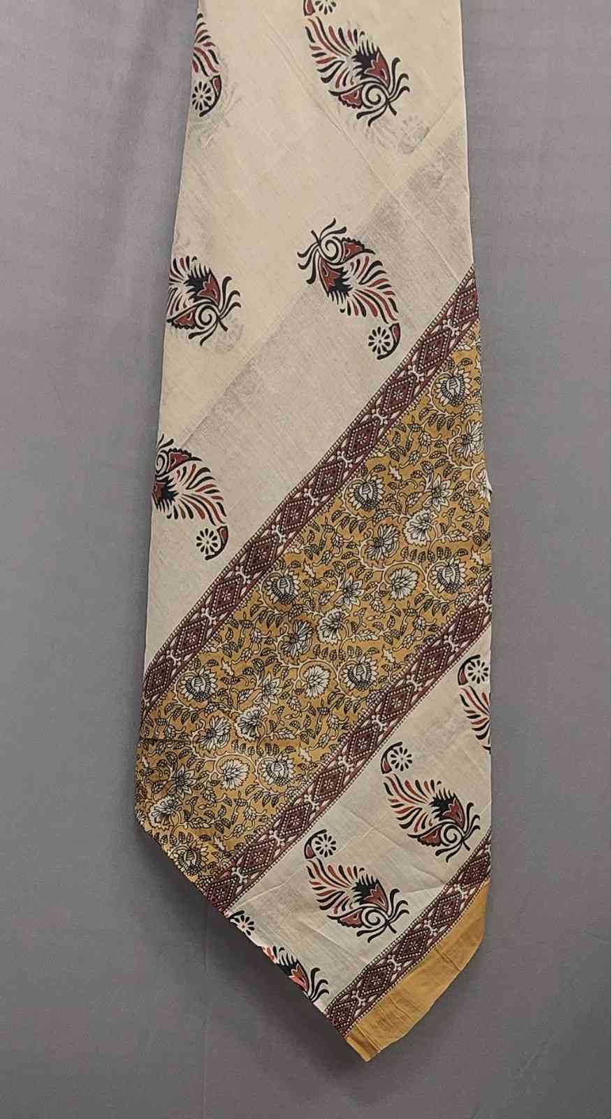 Mustard Yellow Block Print Unstitched Cotton Suit - Winnxi