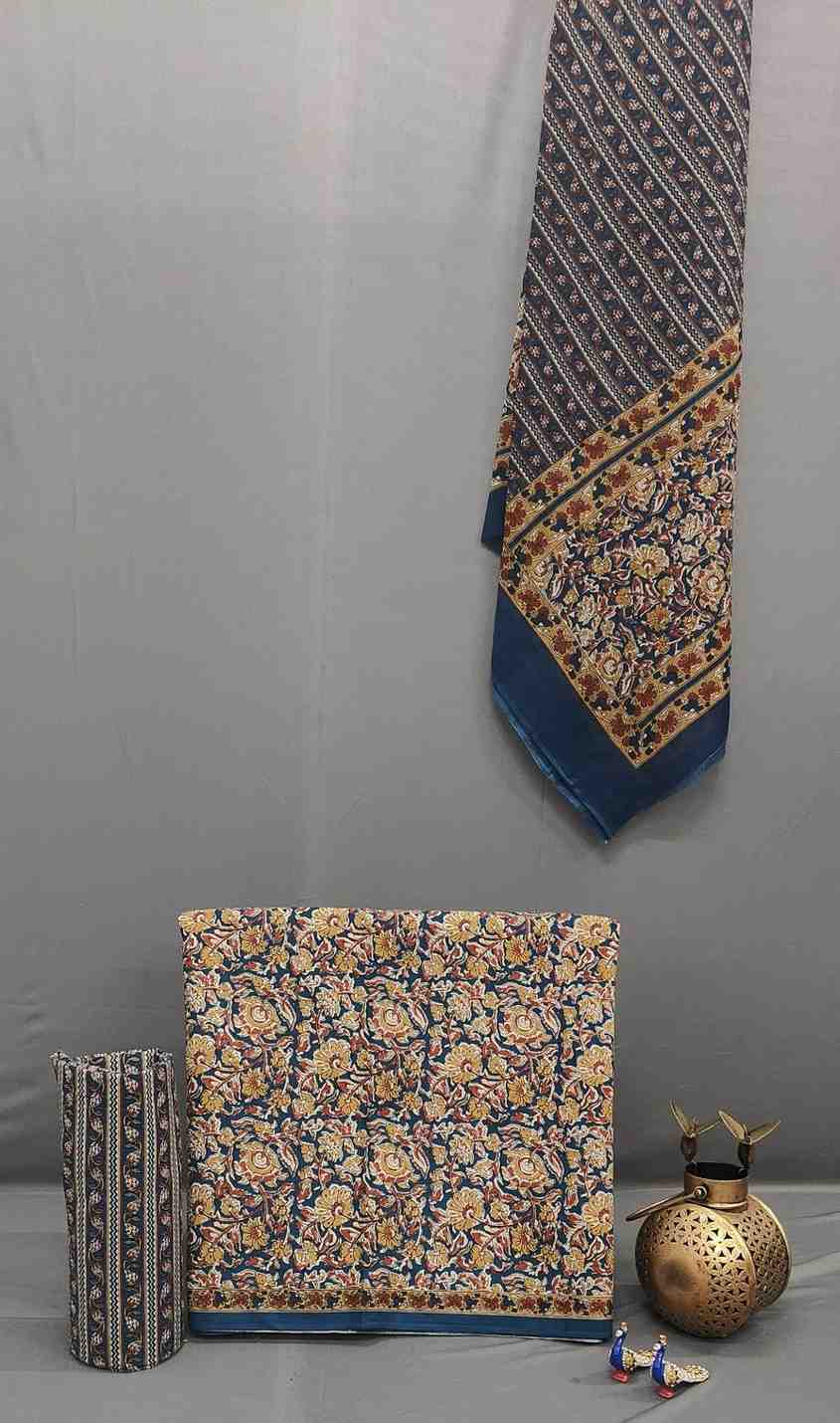 Classic Floral Cotton Unstitched Suit Set with Printed Dupatta