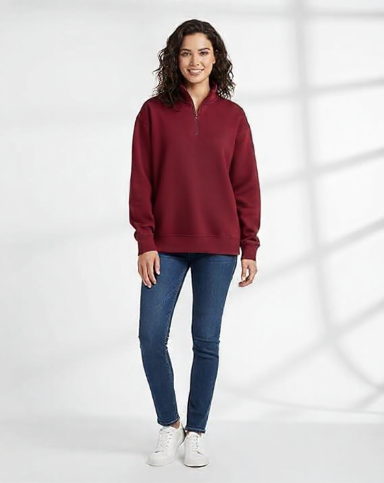 Quarter-Zip Pullover Sweatshirt for Woma...