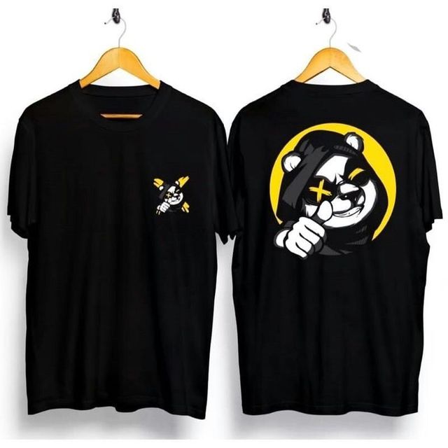 Men’s Black Graphic Printed Oversized T-Shirt – Panda Back Print Streetwear Cotton Round Neck Tee